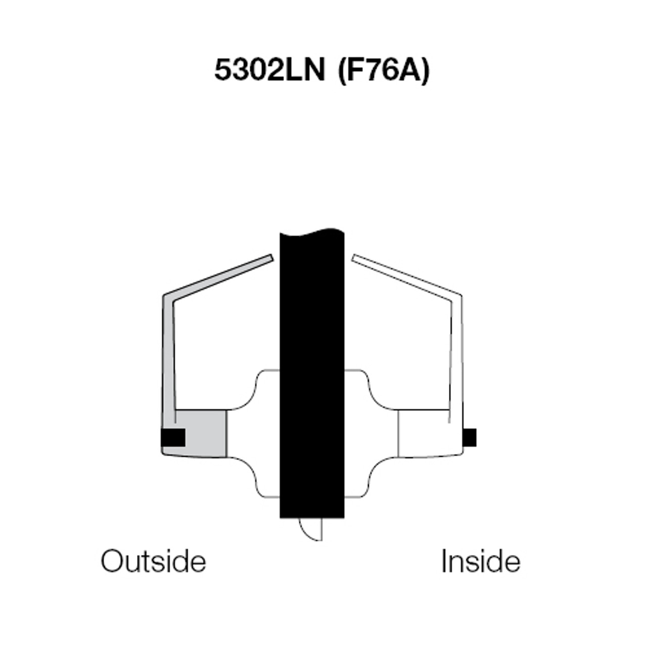 AU5302LN-606 Yale 5300LN Series Non-Keyed Privacy Cylindrical Locks with Augusta Lever in Satin Brass