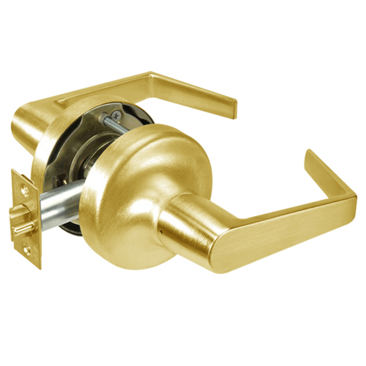 AU5303LN-605 Yale 5300LN Series Non-Keyed Patio or Privacy Cylindrical Locks with Augusta Lever in Bright Brass