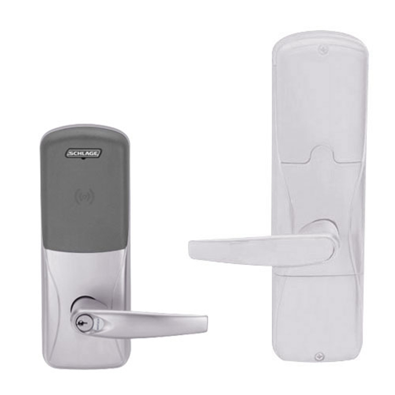 AD200-MS-60-MT-ATH-RD-626 Schlage Apartment Mortise Multi-Technology Lock with Athens Lever in Satin Chrome