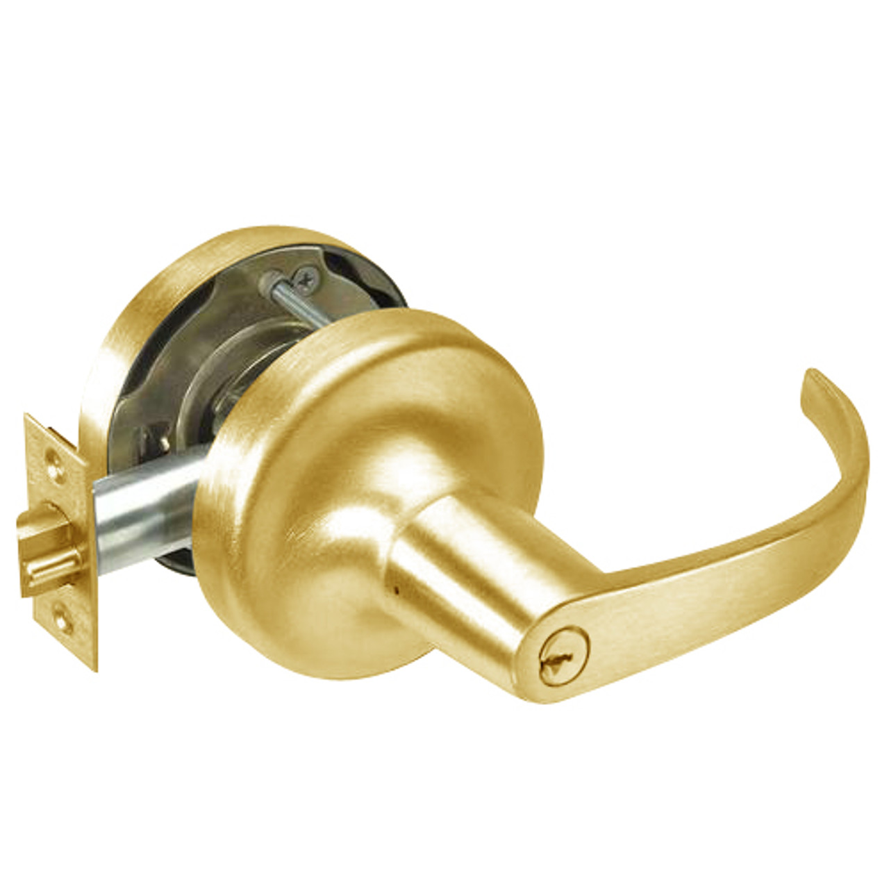 PB5339LN-605 Yale 5300LN Series Single Cylinder Communicating Storeroom Cylindrical Lock with Pacific Beach Lever in Bright Brass