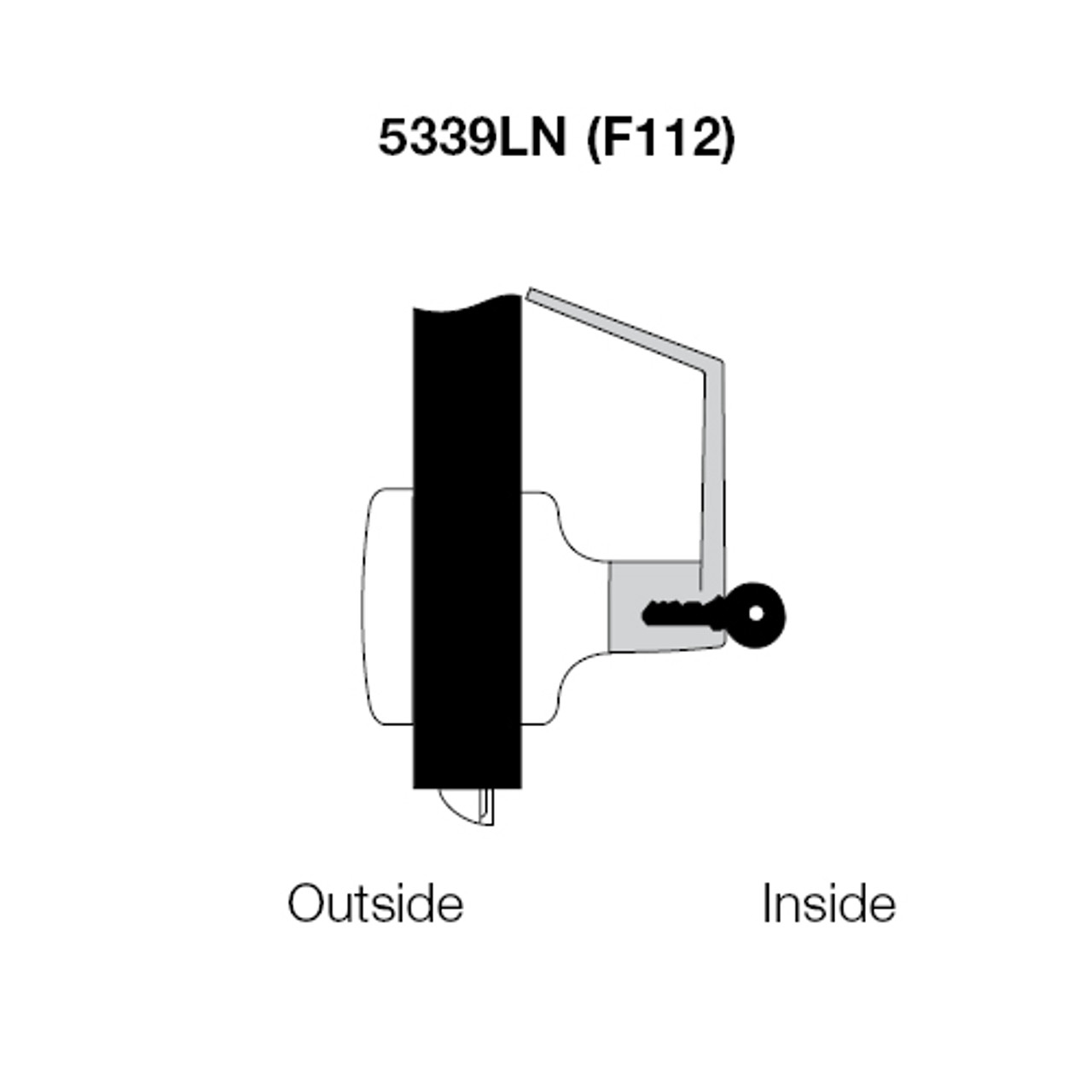 PB5339LN-620 Yale 5300LN Series Single Cylinder Communicating Storeroom Cylindrical Lock with Pacific Beach Lever in Antique Nickel