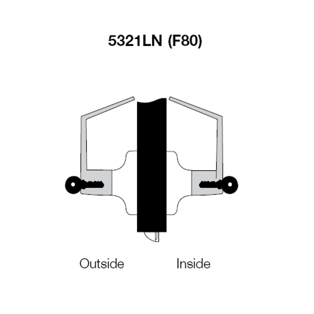 PB5321LN-620 Yale 5300LN Series Double Cylinder Communicating Cylindrical Lock with Pacific Beach Lever in Antique Nickel