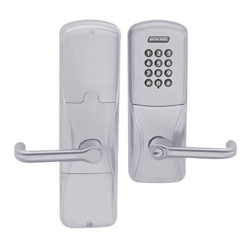AD200-MS-70-KP-TLR-RD-626 Schlage Classroom/Storeroom Mortise Keypad Lock with Tubular Lever in Satin Chrome