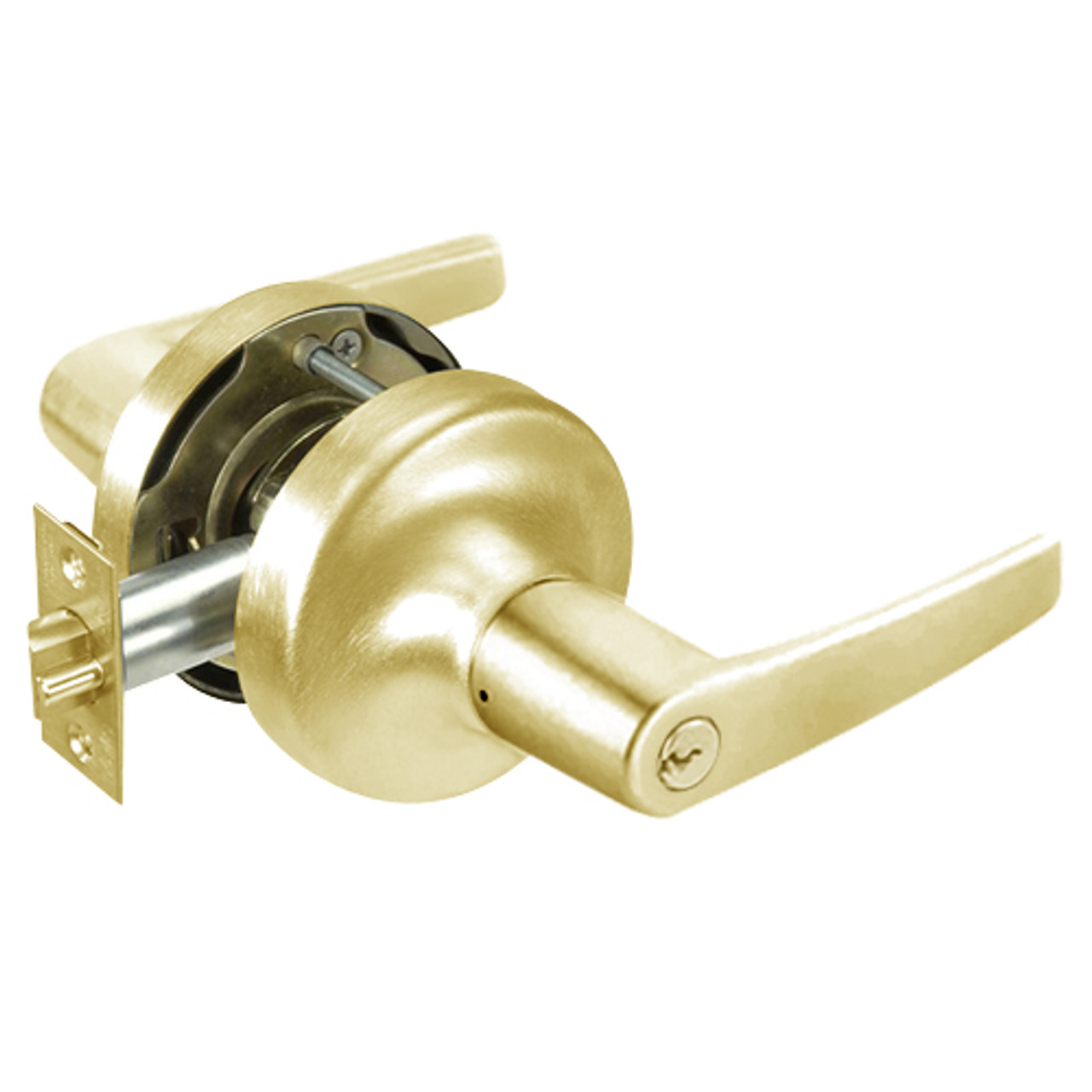 MO5305LN-606 Yale 5300LN Series Single Cylinder Storeroom or Closet Cylindrical Lock with Monroe Lever in Satin Brass