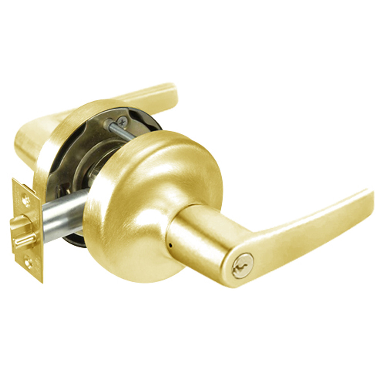 MO5307LN-605 Yale 5300LN Series Single Cylinder Entry Cylindrical Lock with Monroe Lever in Bright Brass