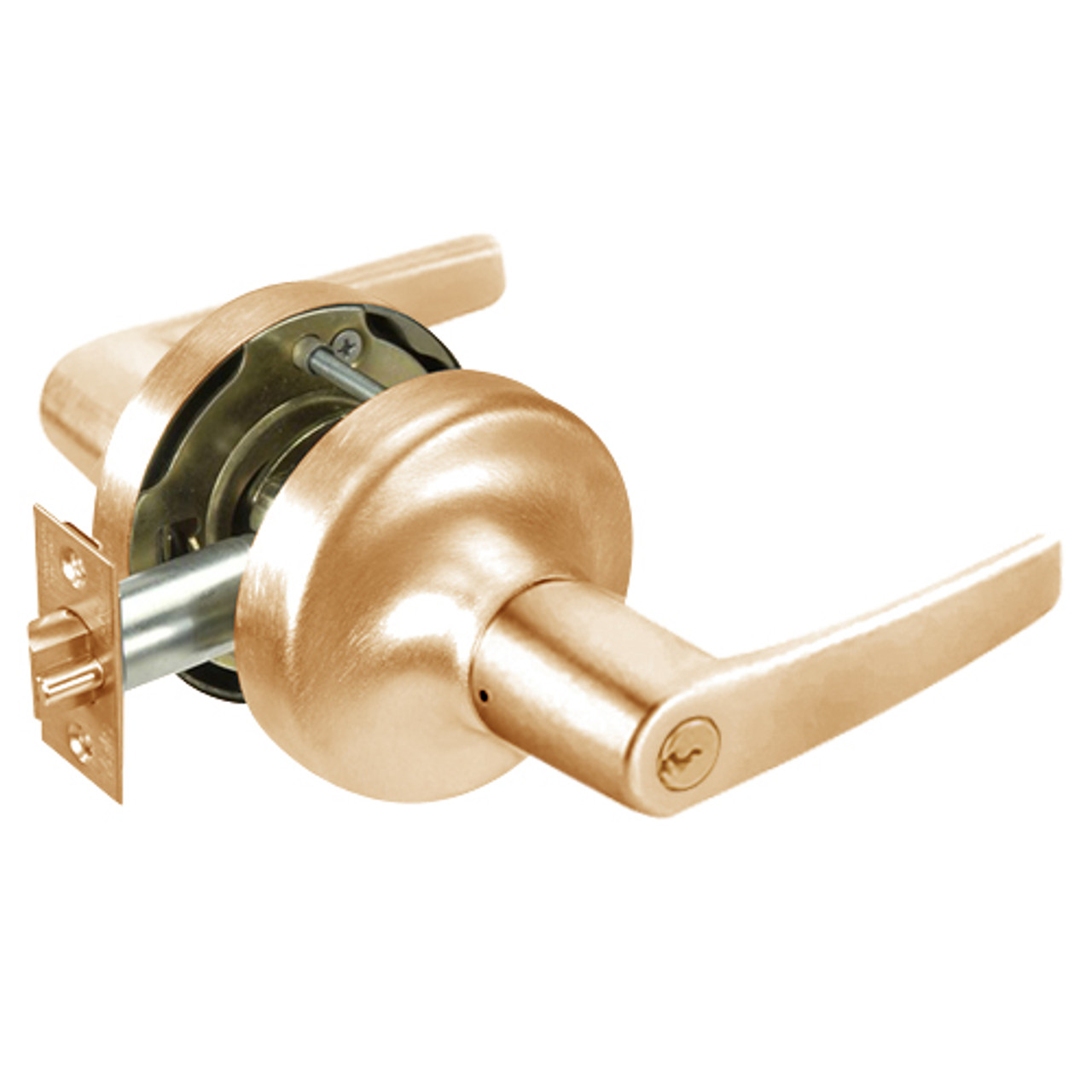 MO5308LN-612 Yale 5300LN Series Single Cylinder Classroom Cylindrical Lock with Monroe Lever in Satin Bronze