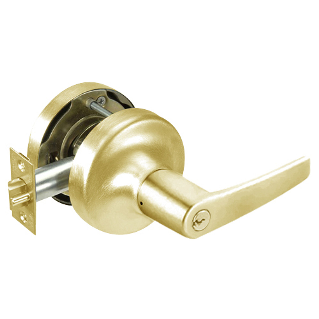 MO5339LN-606 Yale 5300LN Series Single Cylinder Communicating Storeroom Cylindrical Lock with Monroe Lever in Satin Brass