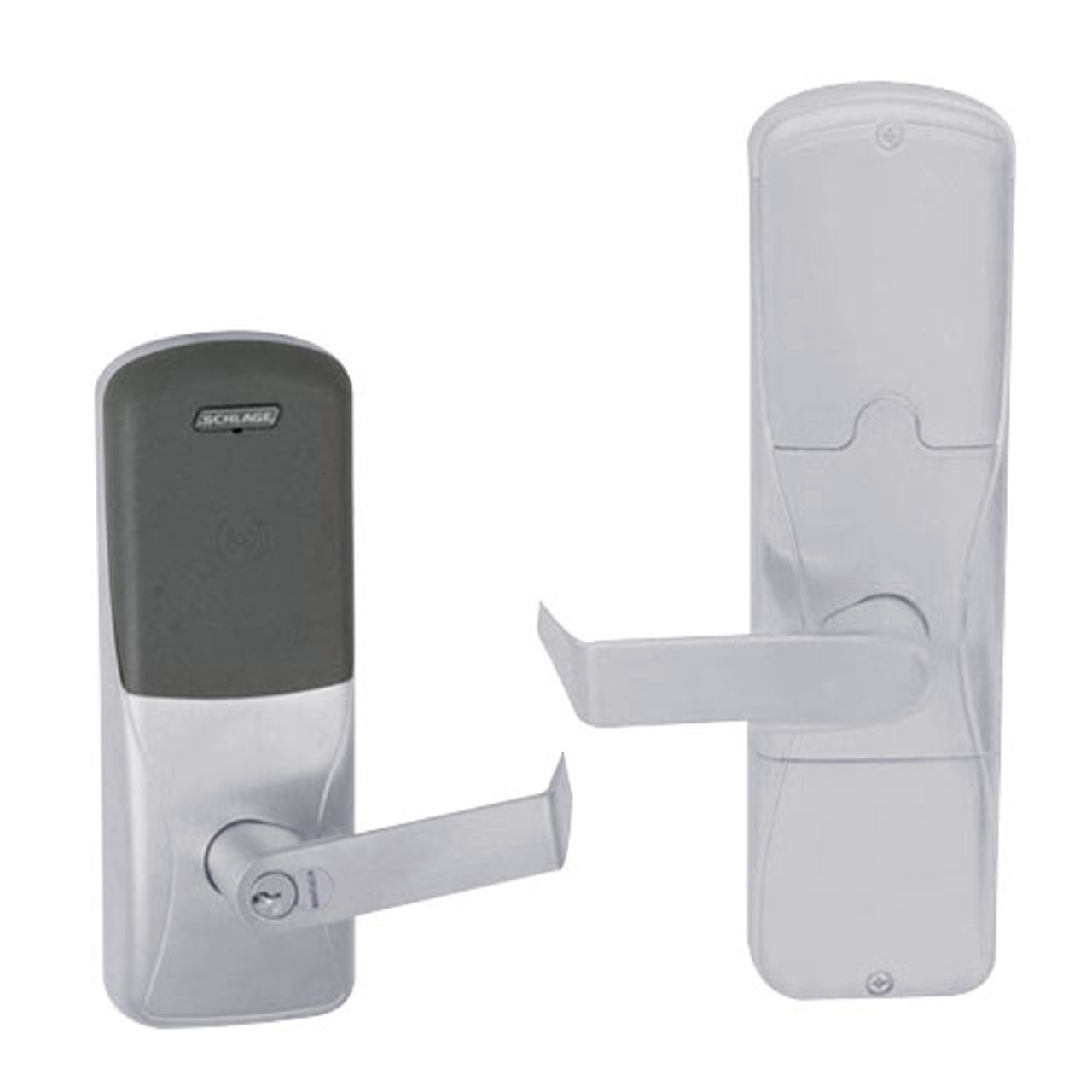 AD200-MS-70-MT-RHO-GD-29R-626 Schlage Classroom/Storeroom Mortise Multi-Technology Lock with Rhodes Lever in Satin Chrome