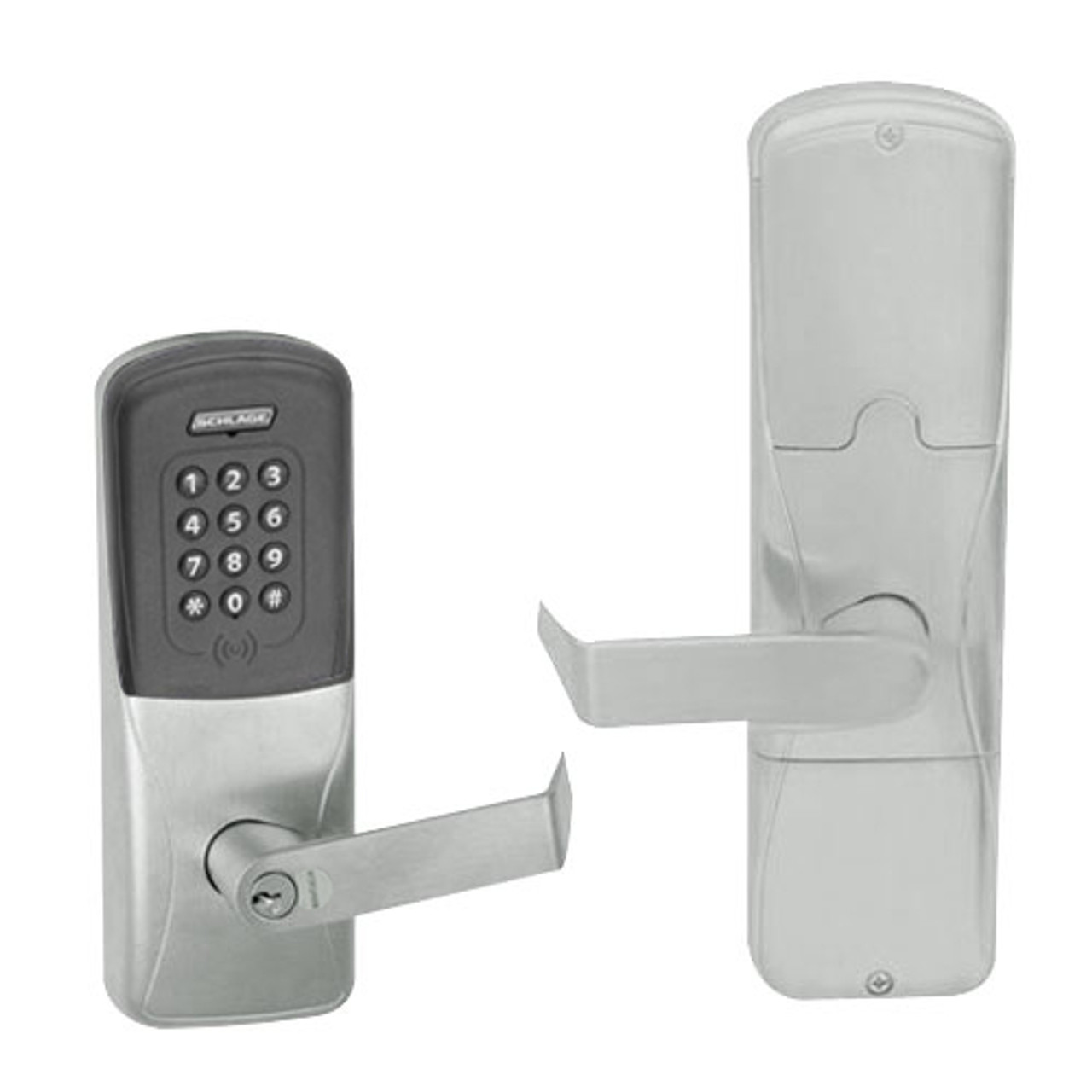 AD200-MS-70-MTK-RHO-GD-29R-619 Schlage Classroom/Storeroom Mortise Multi-Technology Keypad Lock with Rhodes Lever in Satin Nickel