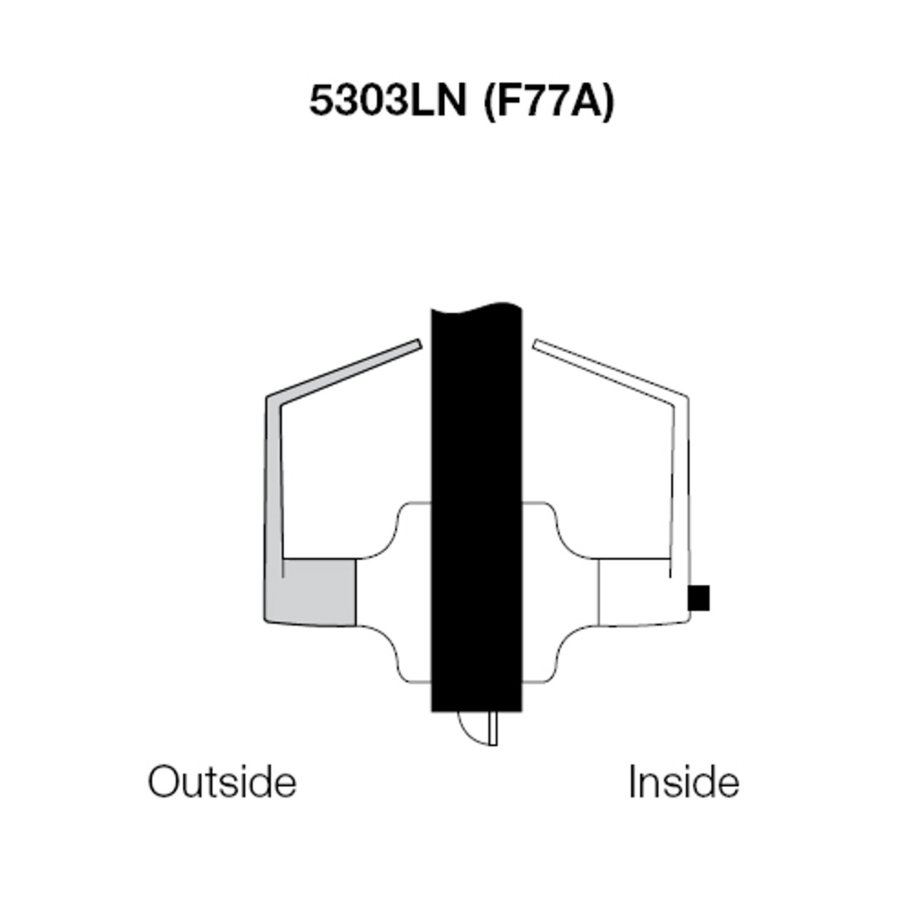 MO5303LN-626 Yale 5300LN Series Non-Keyed Patio or Privacy Cylindrical Locks with Monroe Lever in Satin Chrome