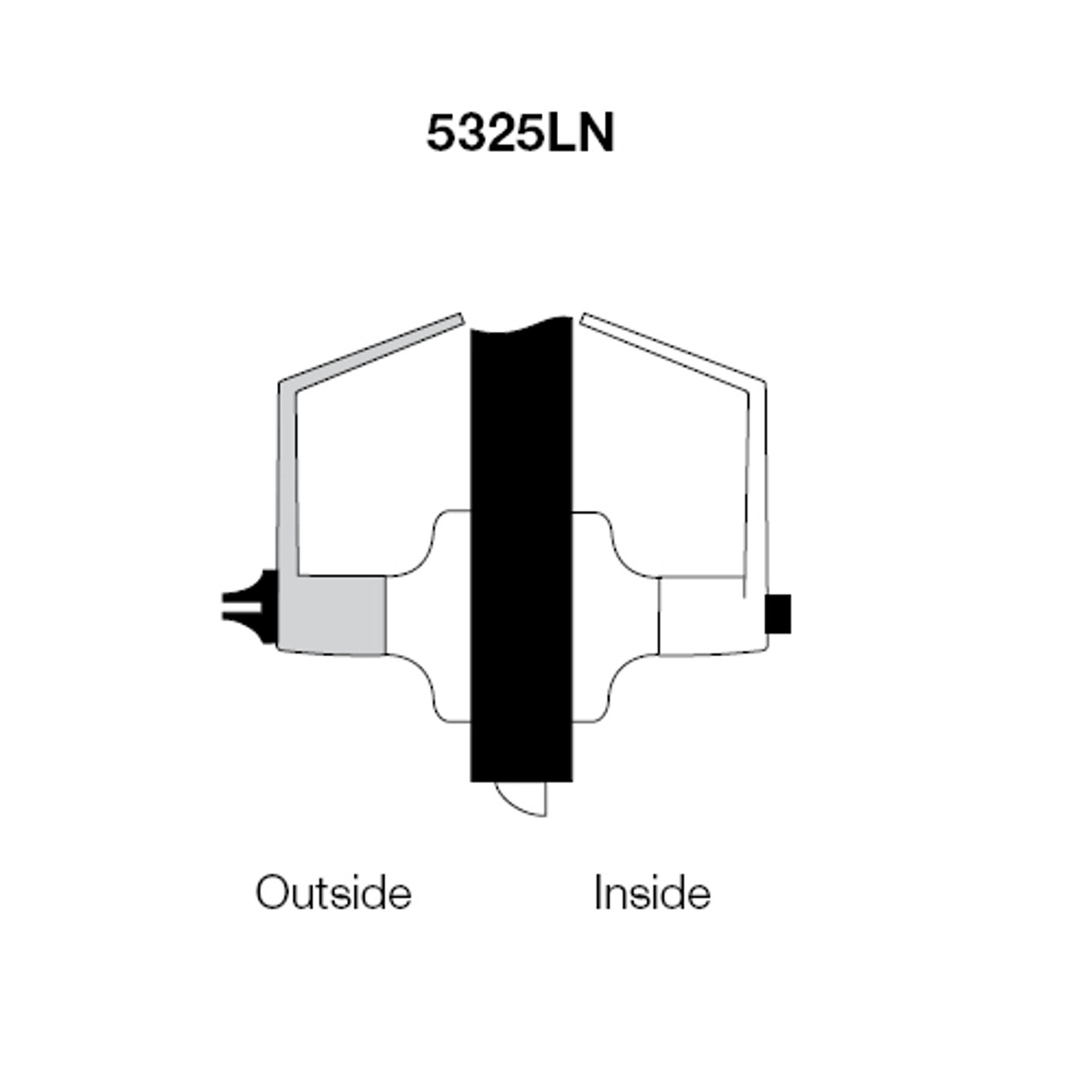 MO5325LN-626 Yale 5300LN Series Non-Keyed Privacy Cylindrical Locks with Monroe Lever in Satin Chrome