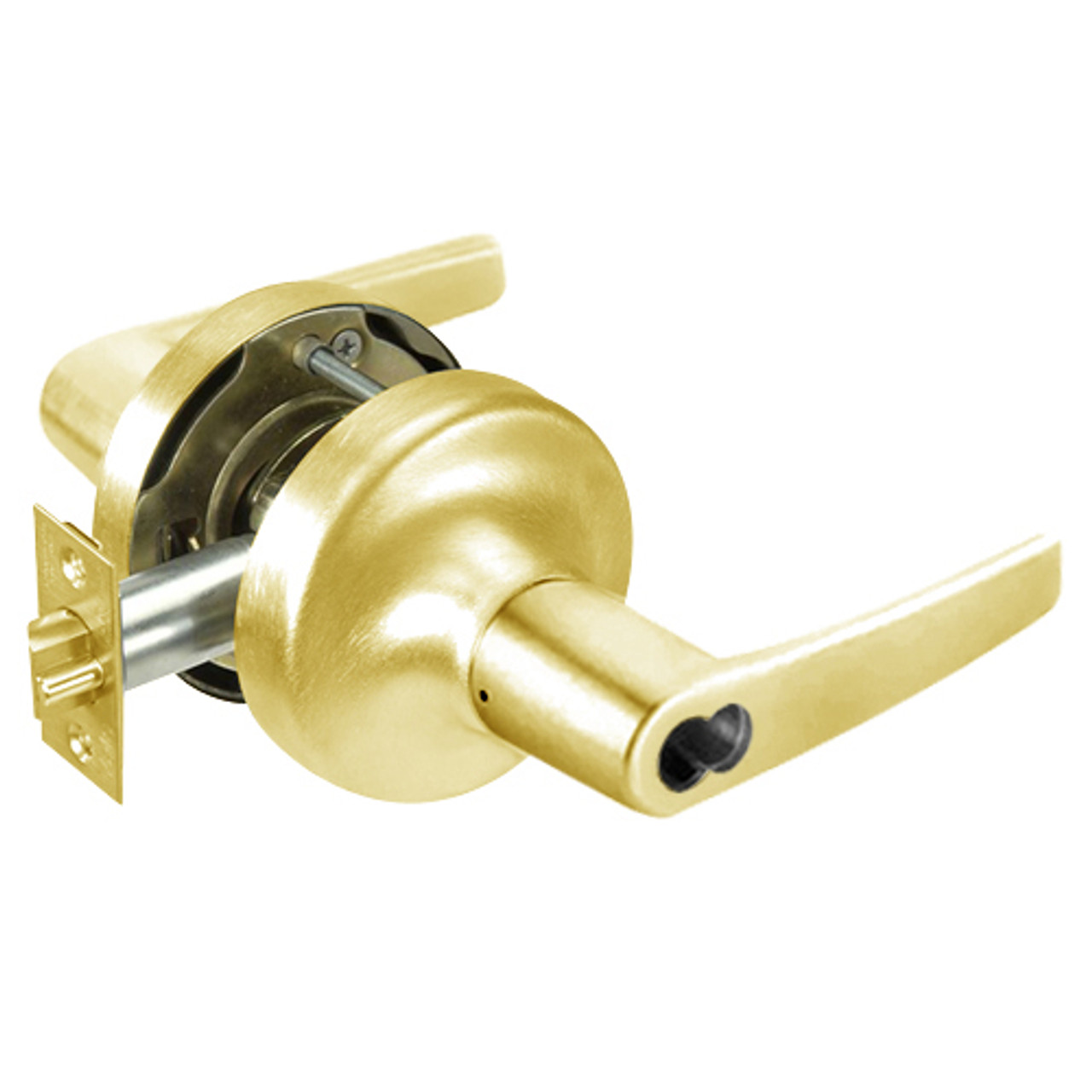 B-MO5308LN-605 Yale 5300LN Series Single Cylinder Classroom Cylindrical Lock with Monroe Lever Prepped for SFIC in Bright Brass
