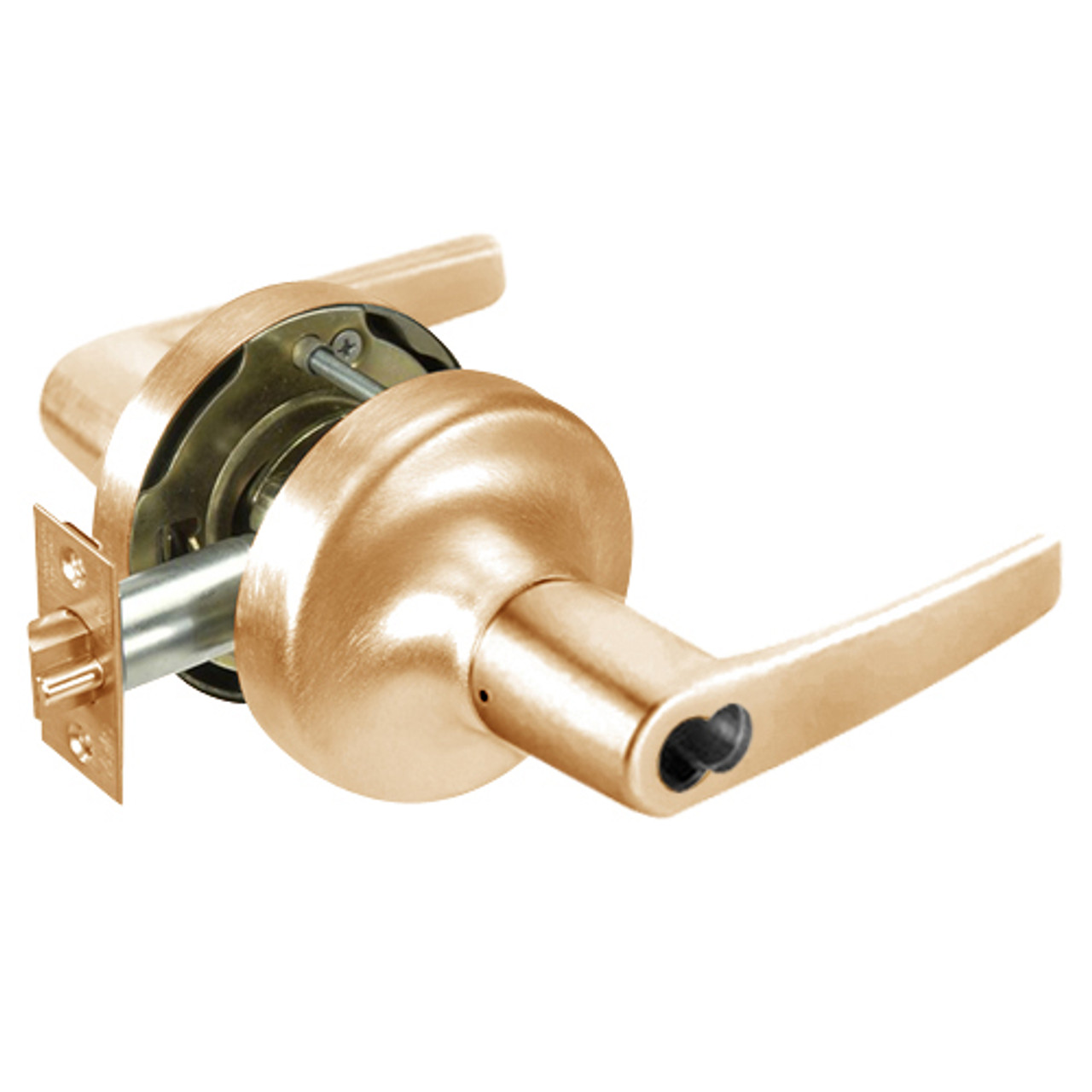 B-MO5322LN-612 Yale 5300LN Series Single Cylinder Corridor Cylindrical Lock with Monroe Lever Prepped for SFIC in Satin Bronze
