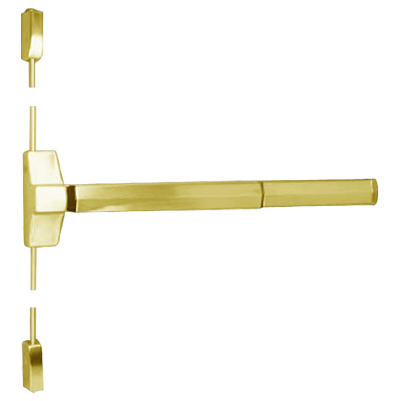 7110F-24-605 Yale 7000 Series Fire Rated Surface Vertical Rod Exit Device in Bright Brass