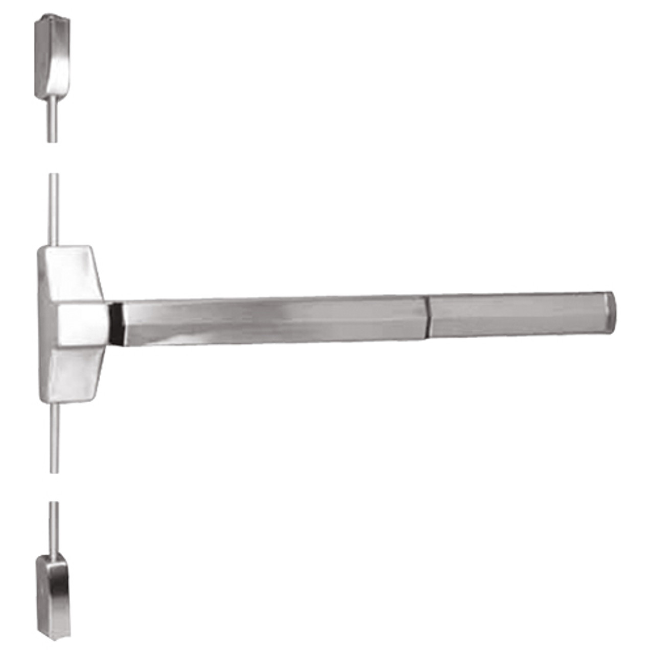 7110F-24-629 Yale 7000 Series Fire Rated Surface Vertical Rod Exit Device in Bright Stainless Steel