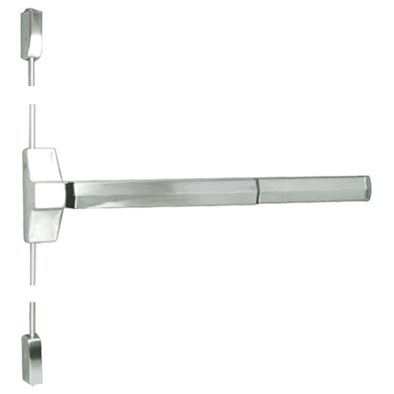 7110F-36-619 Yale 7000 Series Fire Rated Surface Vertical Rod Exit Device in Satin Nickel