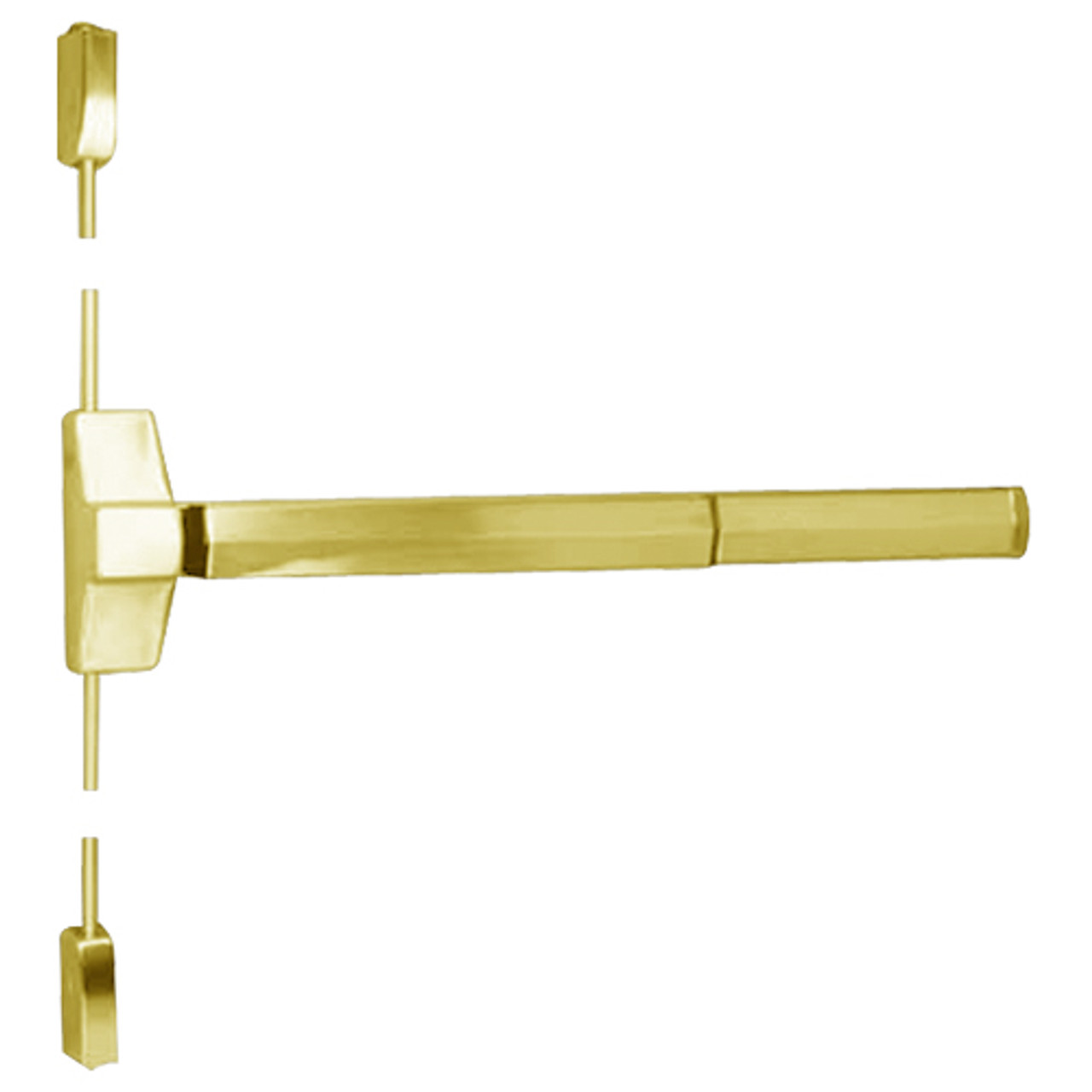 7110F-48-605 Yale 7000 Series Fire Rated Surface Vertical Rod Exit Device in Bright Brass