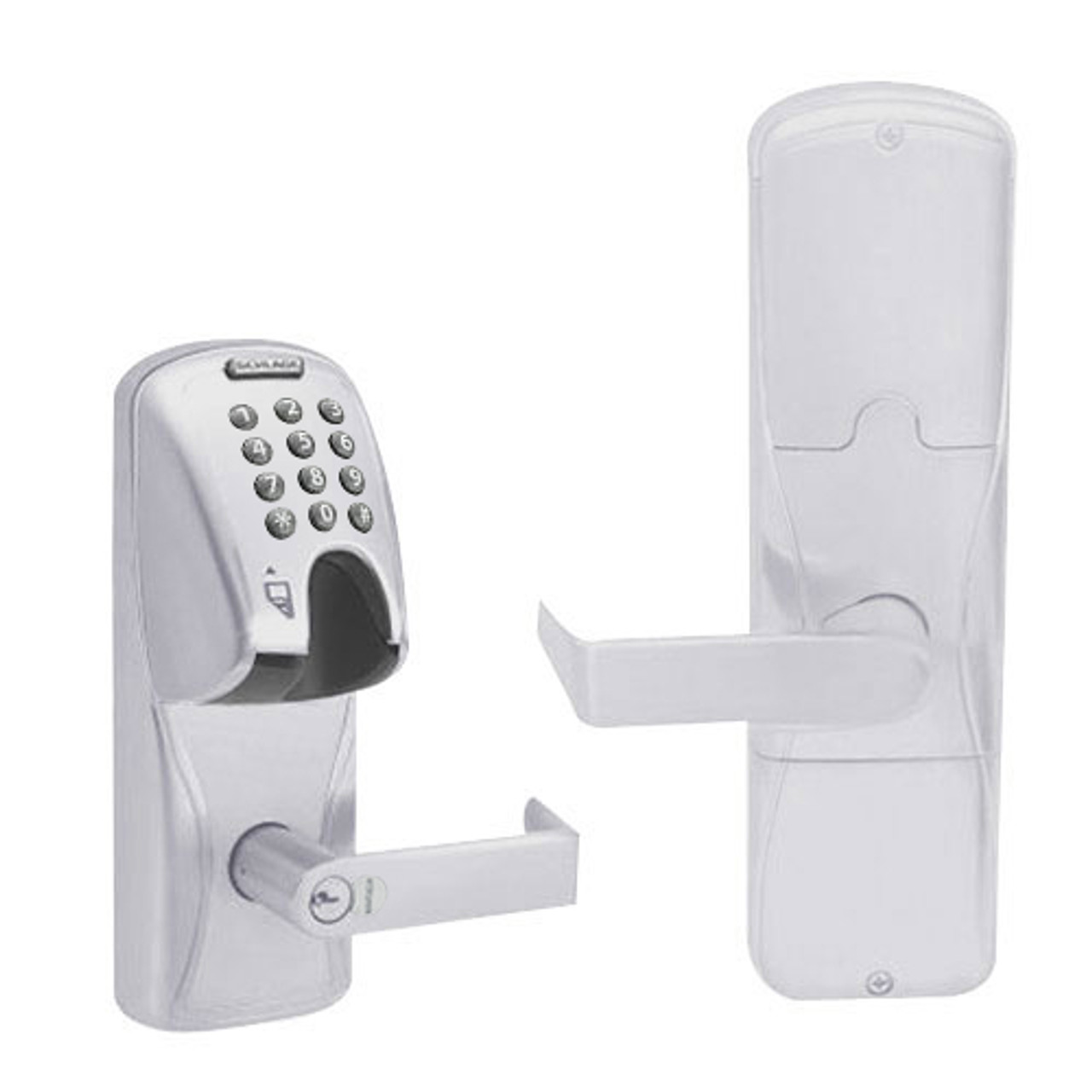 AD200-MS-40-MGK-RHO-GD-29R-626 Schlage Privacy Mortise Magnetic Stripe(Insert) Keypad Lock with Rhodes Lever in Satin Chrome