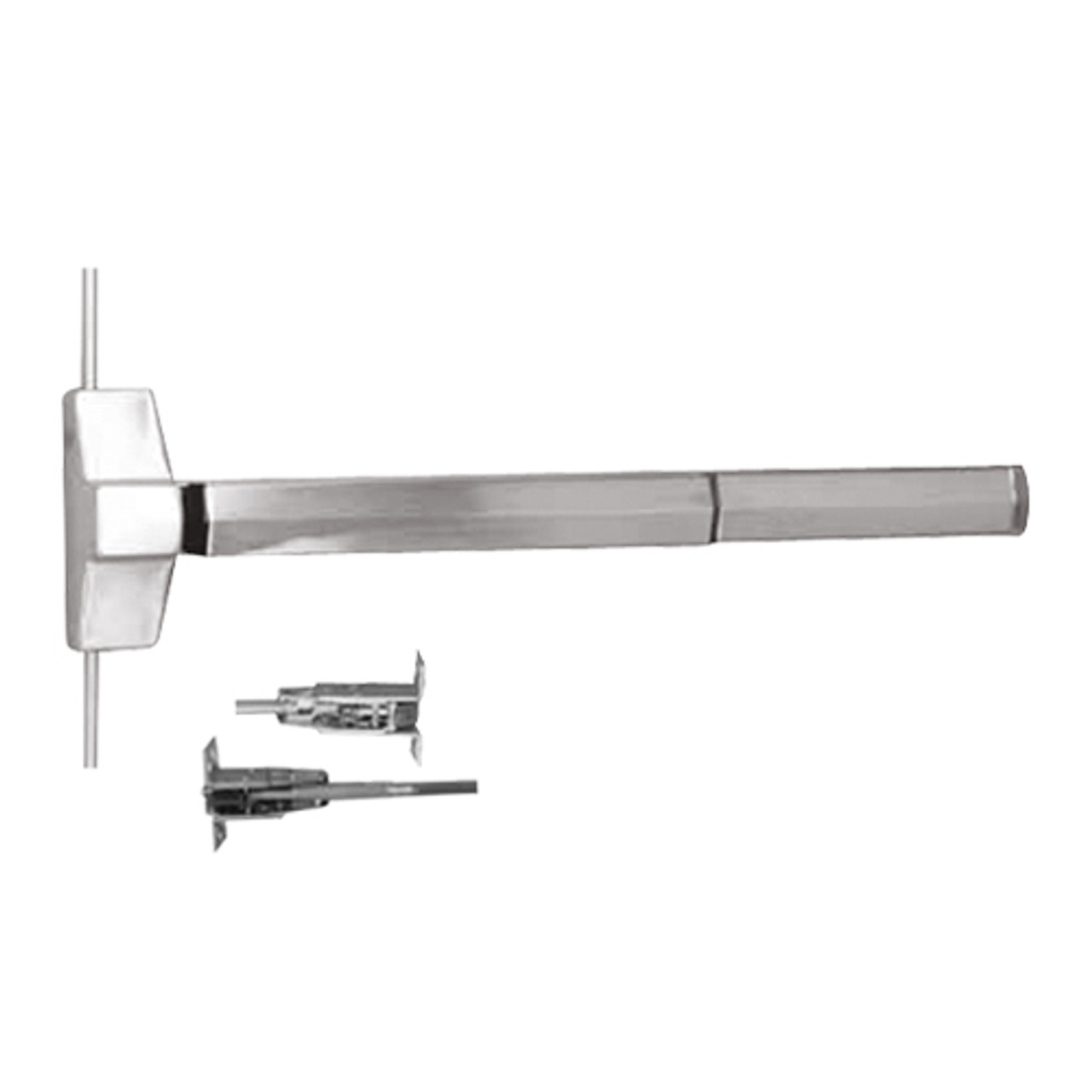 7120F-24-629 Yale 7000 Series Fire Rated Concealed Vertical Rod Exit Device in Bright Stainless Steel