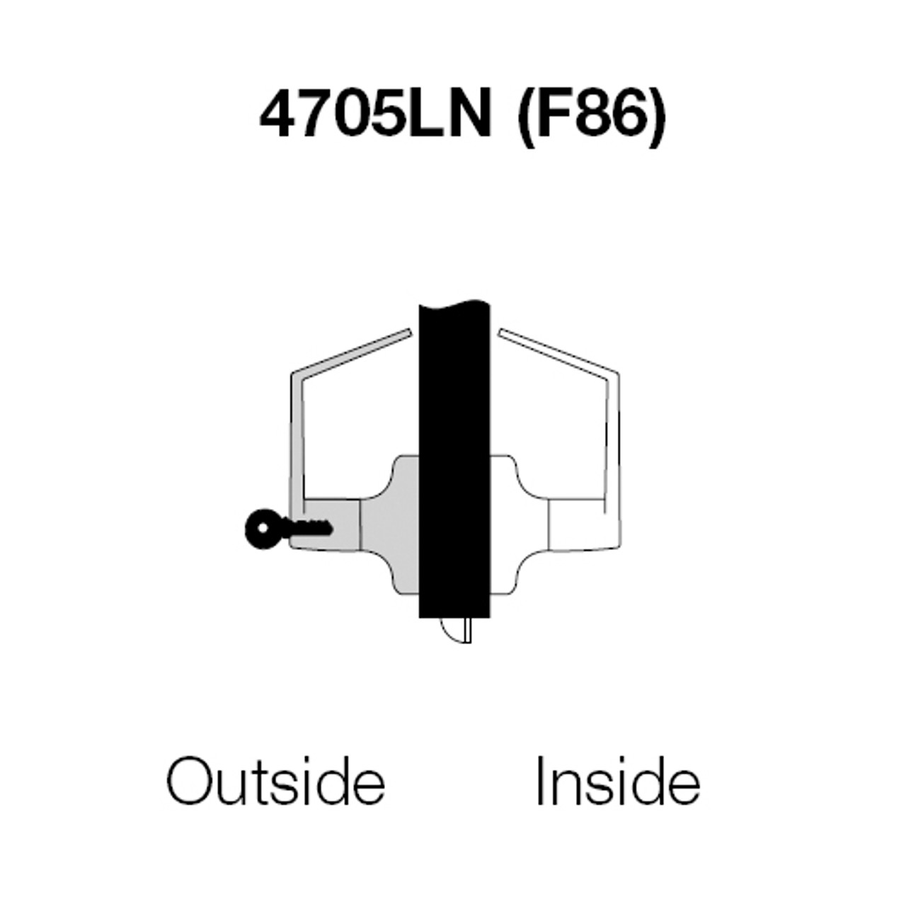 AU4705LN-605 Yale 4700LN Series Single Cylinder Storeroom or Closet Cylindrical Lock with Augusta Lever in Bright Brass