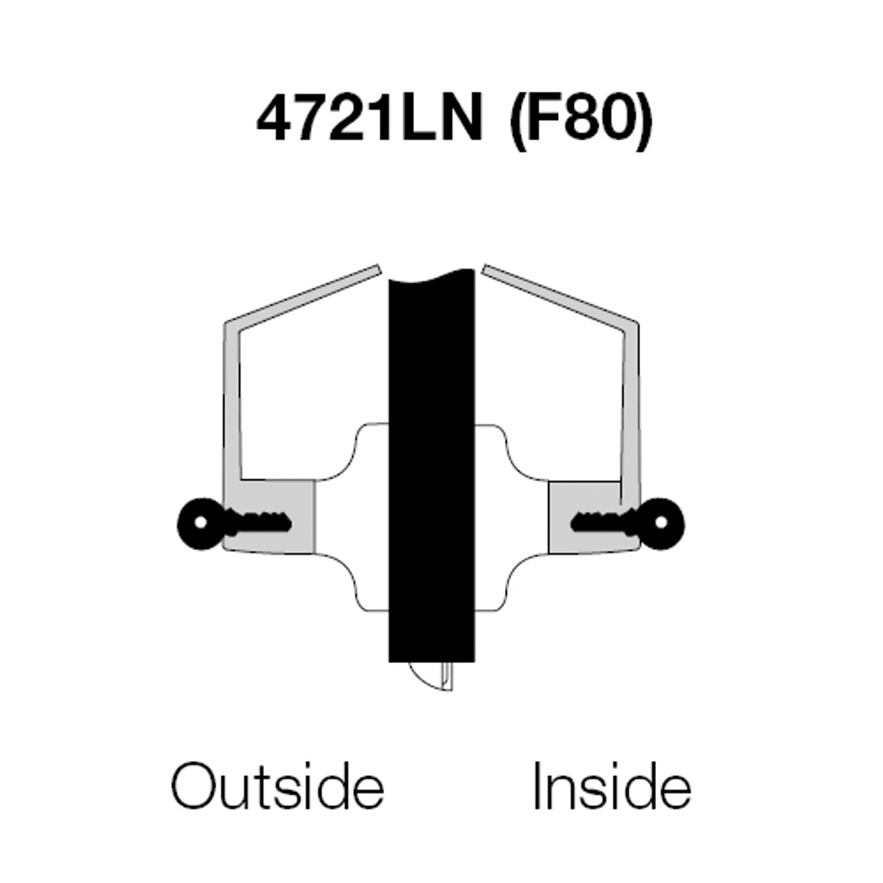 AU4721LN-605 Yale 4700LN Series Double Cylinder Communicating Cylindrical Lock with Augusta Lever in Bright Brass