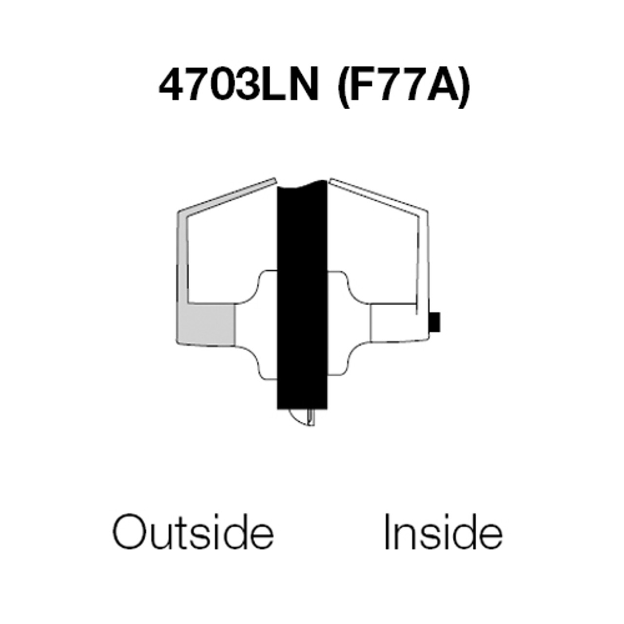 AU4703LN-625 Yale 4700LN Series Non Keyed Patio or Privacy Cylindrical Lock with Augusta Lever in Bright Chrome