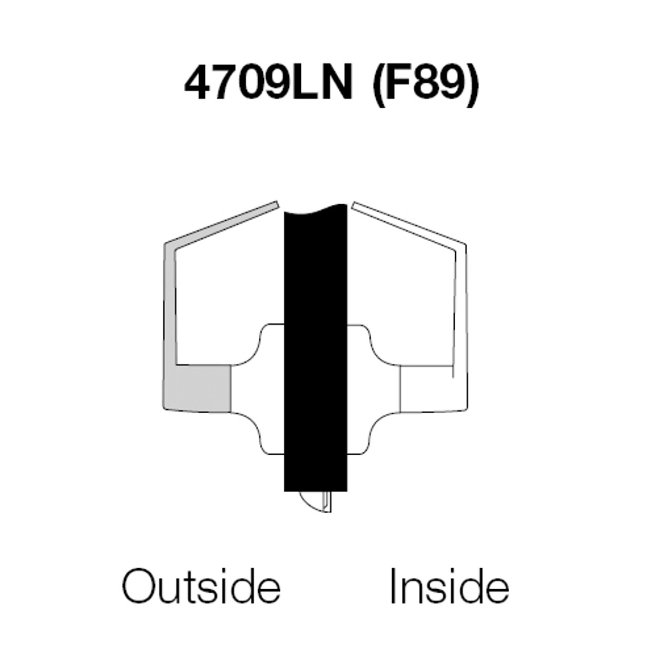 AU4709LN-612 Yale 4700LN Series Non Keyed Exit Latch Cylindrical Lock with Augusta Lever in Satin Bronze