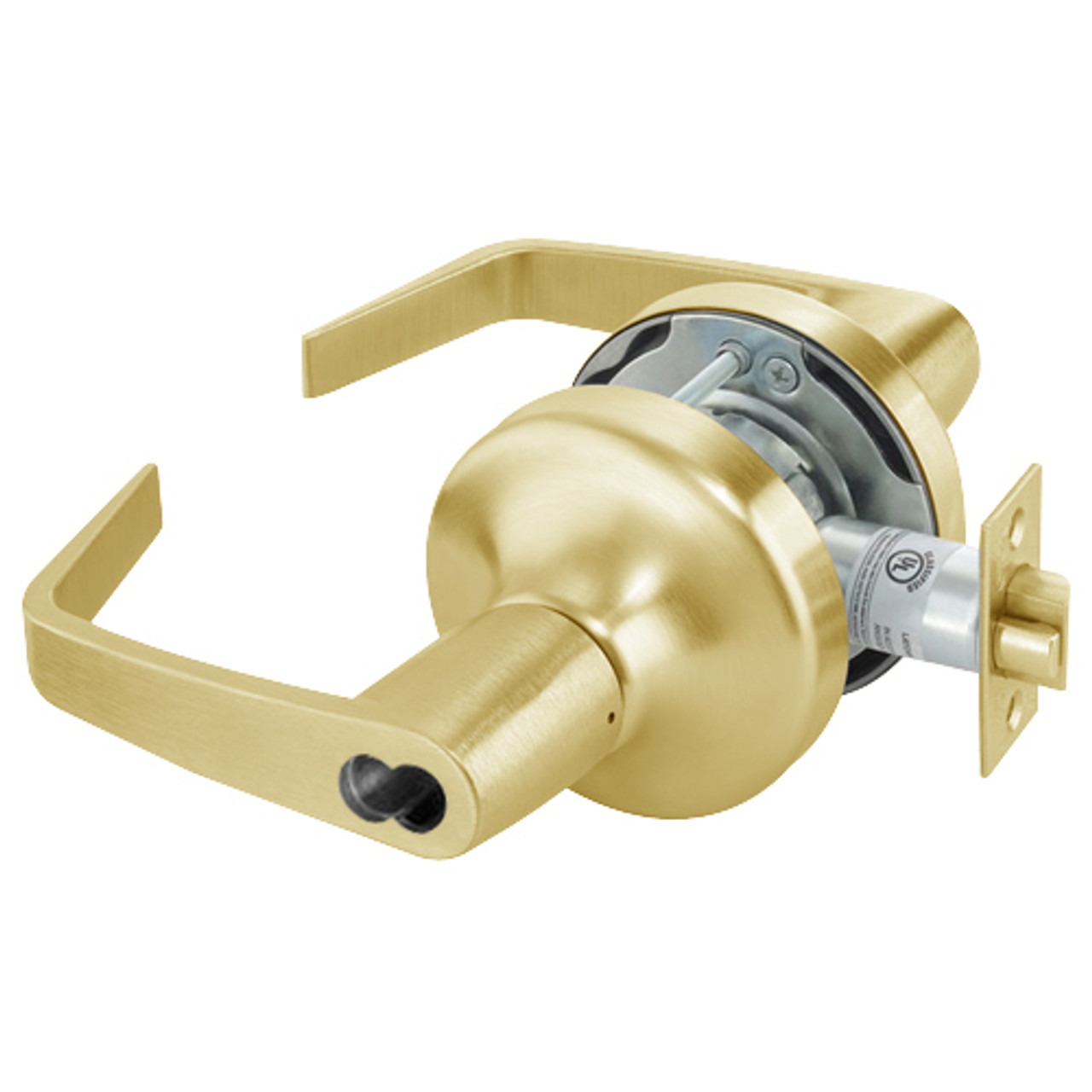 B-AU4708LN-605 Yale 4700LN Series Single Cylinder Classroom Cylindrical Lock with Augusta Lever Prepped for SFIC in Bright Brass