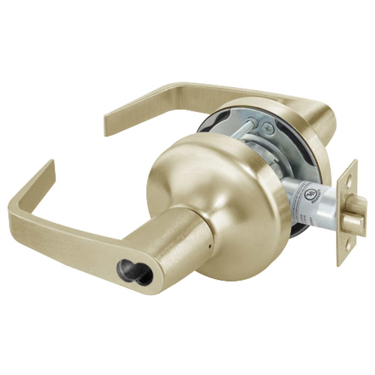 M-AU4705LN-606 Yale 4700LN Series Single Cylinder Storeroom or Closet Cylindrical Lock with Augusta Lever Prepped for Medeco-ASSA IC Core in Satin Brass