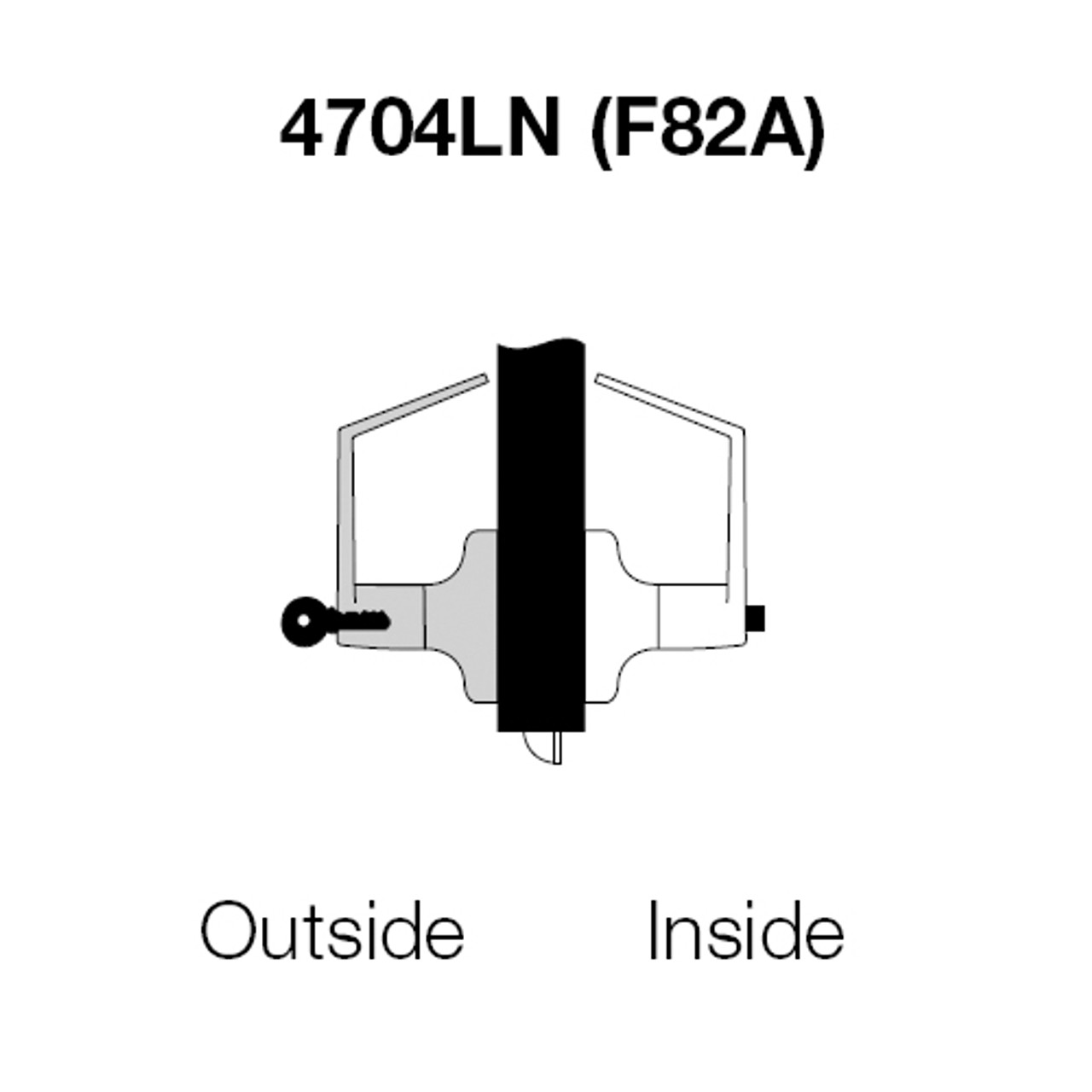 PB4704LN-605 Yale 4700LN Series Single Cylinder Entry Cylindrical Lock with Pacific Beach Lever in Bright Brass