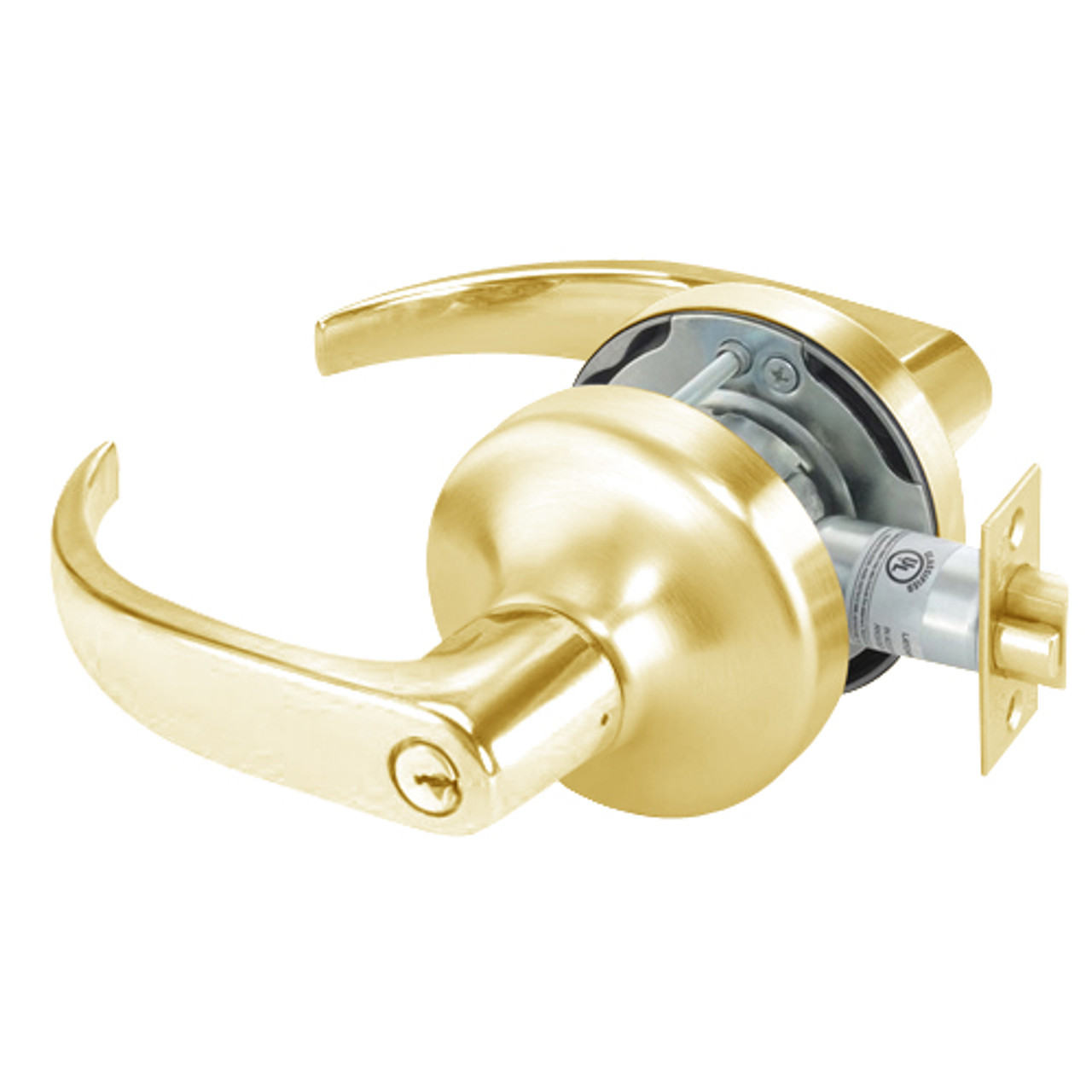 PB4705LN-605 Yale 4700LN Series Single Cylinder Storeroom or Closet Cylindrical Lock with Pacific Beach Lever in Bright Brass