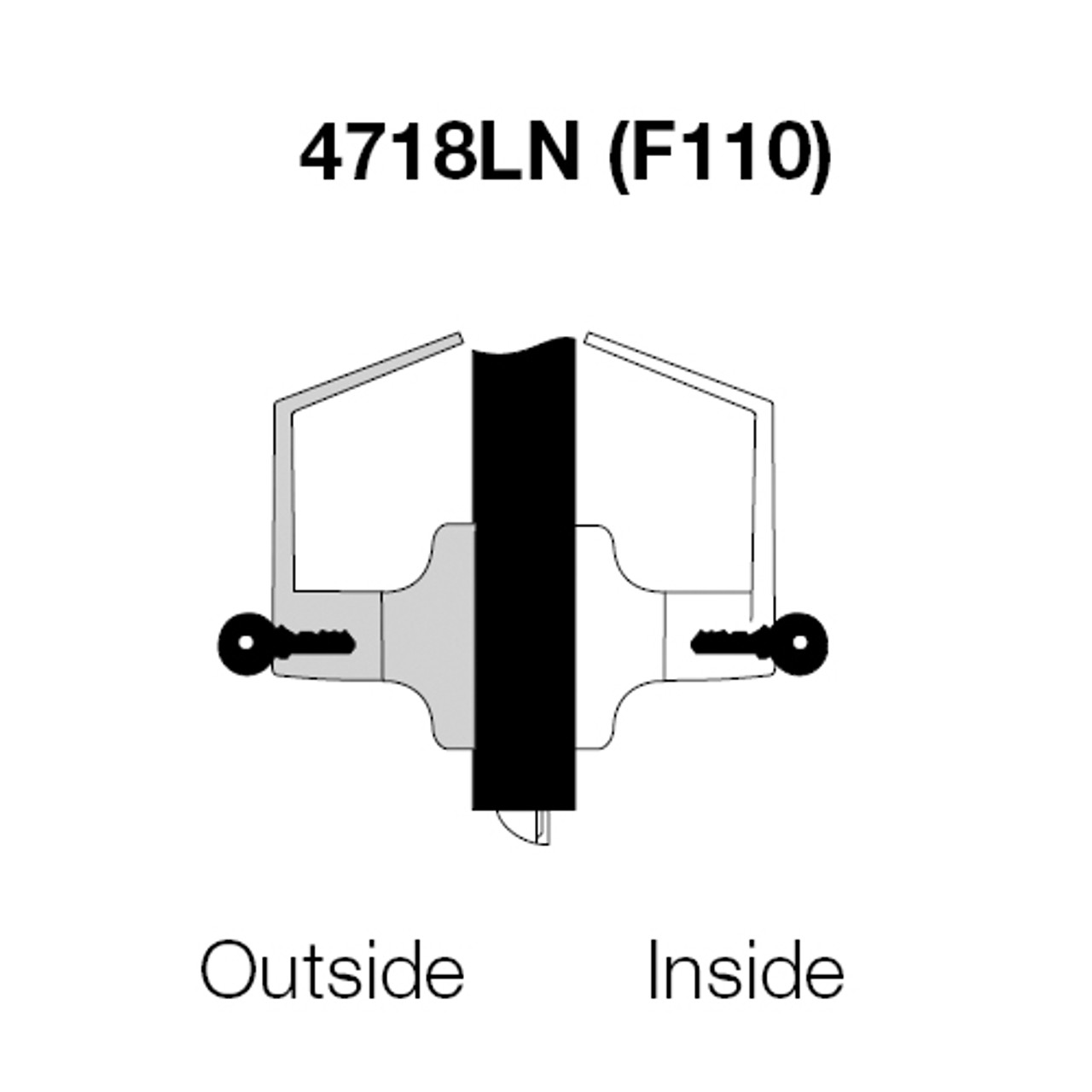 PB4718LN-605 Yale 4700LN Series Double Cylinder Intruder Classroom Security Cylindrical Lock with Pacific Beach Lever in Bright Brass