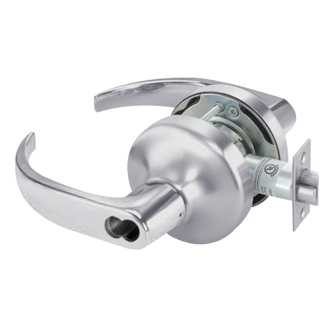 B-PB4707LN-626 Yale 4700LN Series Single Cylinder Entry Cylindrical Lock with Pacific Beach Lever Prepped for SFIC in Satin Chrome