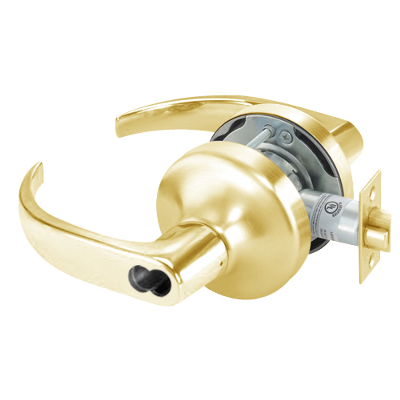 B-PB4708LN-605 Yale 4700LN Series Single Cylinder Classroom Cylindrical Lock with Pacific Beach Lever Prepped for SFIC in Bright Brass