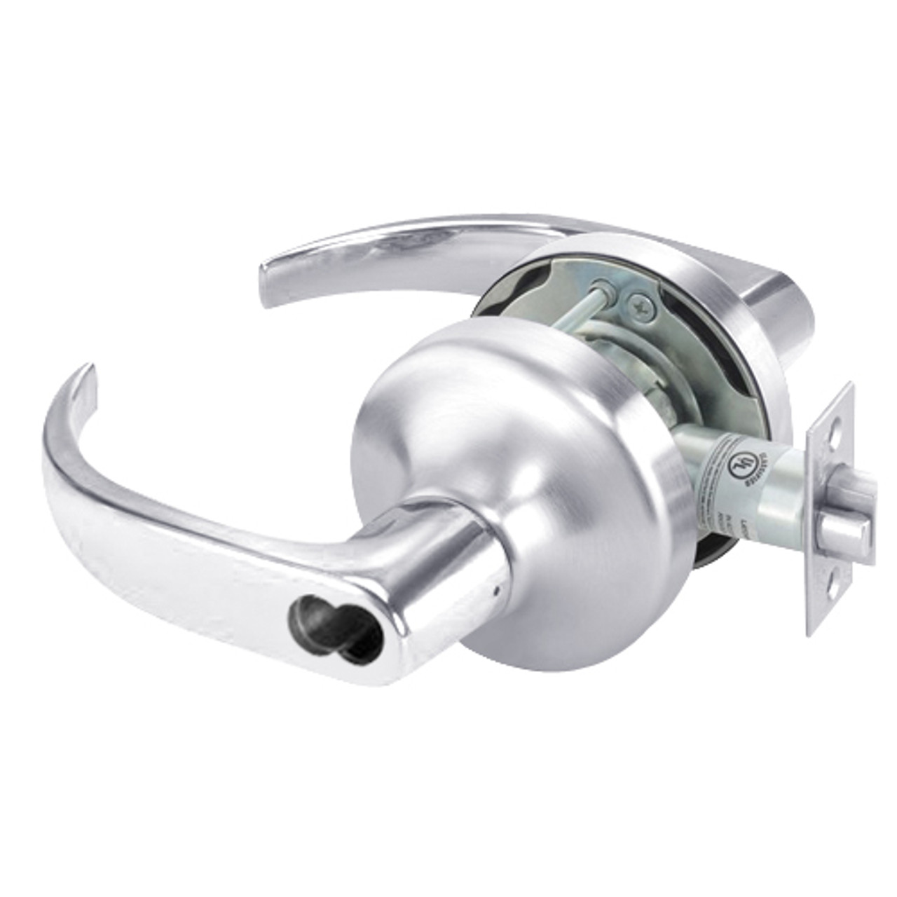 SI-PB4708LN-625 Yale 4700LN Series Single Cylinder Classroom Cylindrical Lock with Pacific Beach Lever Prepped for Schlage IC Core in Bright Chrome