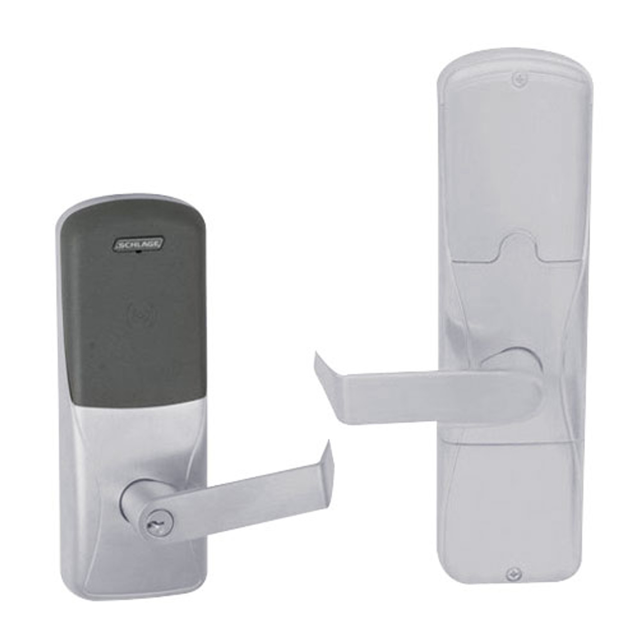 AD200-MS-50-MT-RHO-PD-626 Schlage Office Mortise Multi-Technology Lock with Rhodes Lever in Satin Chrome