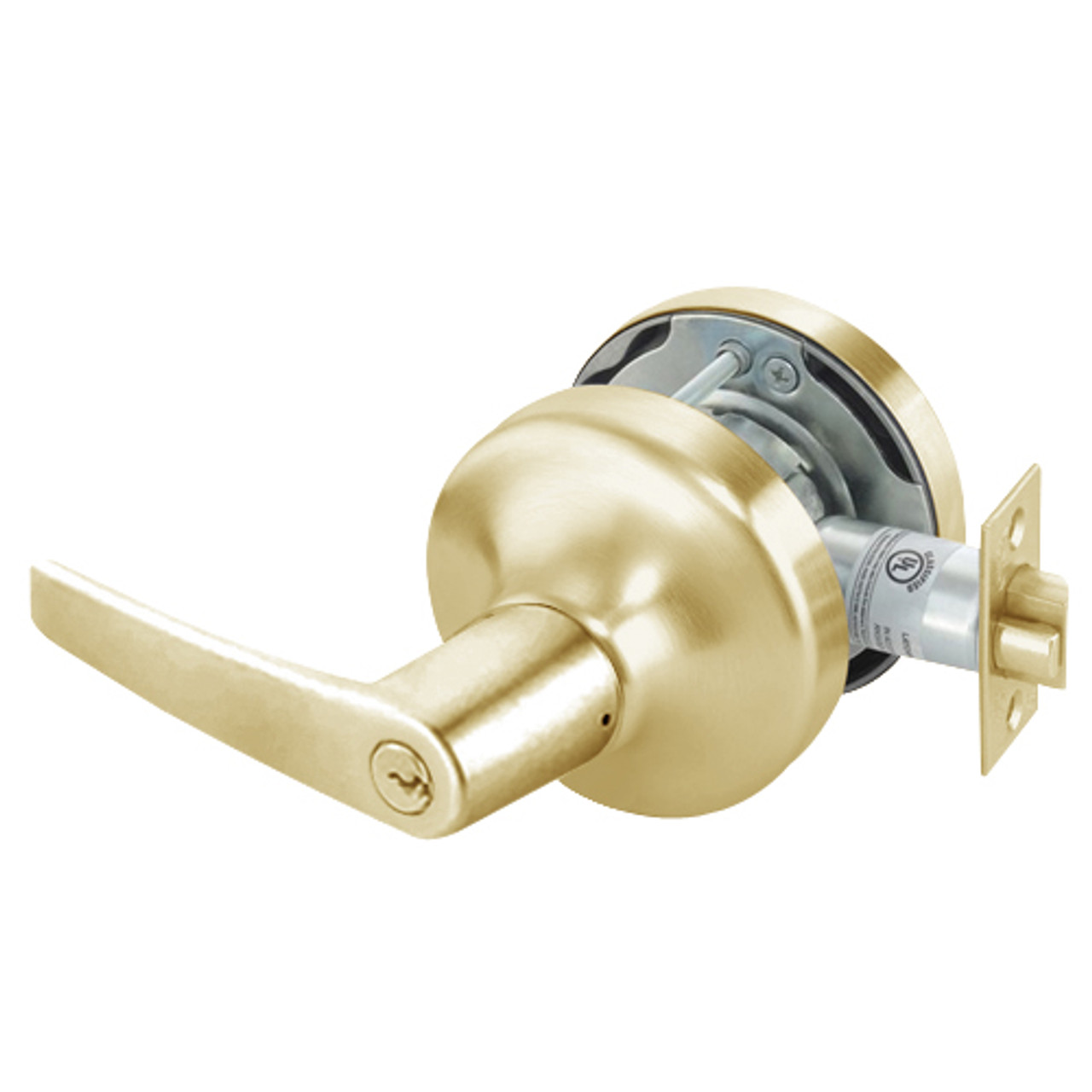 MO4739LN-606 Yale 4700LN Series Single Cylinder Communicating Storeroom Cylindrical Lock with Monroe Lever in Satin Brass