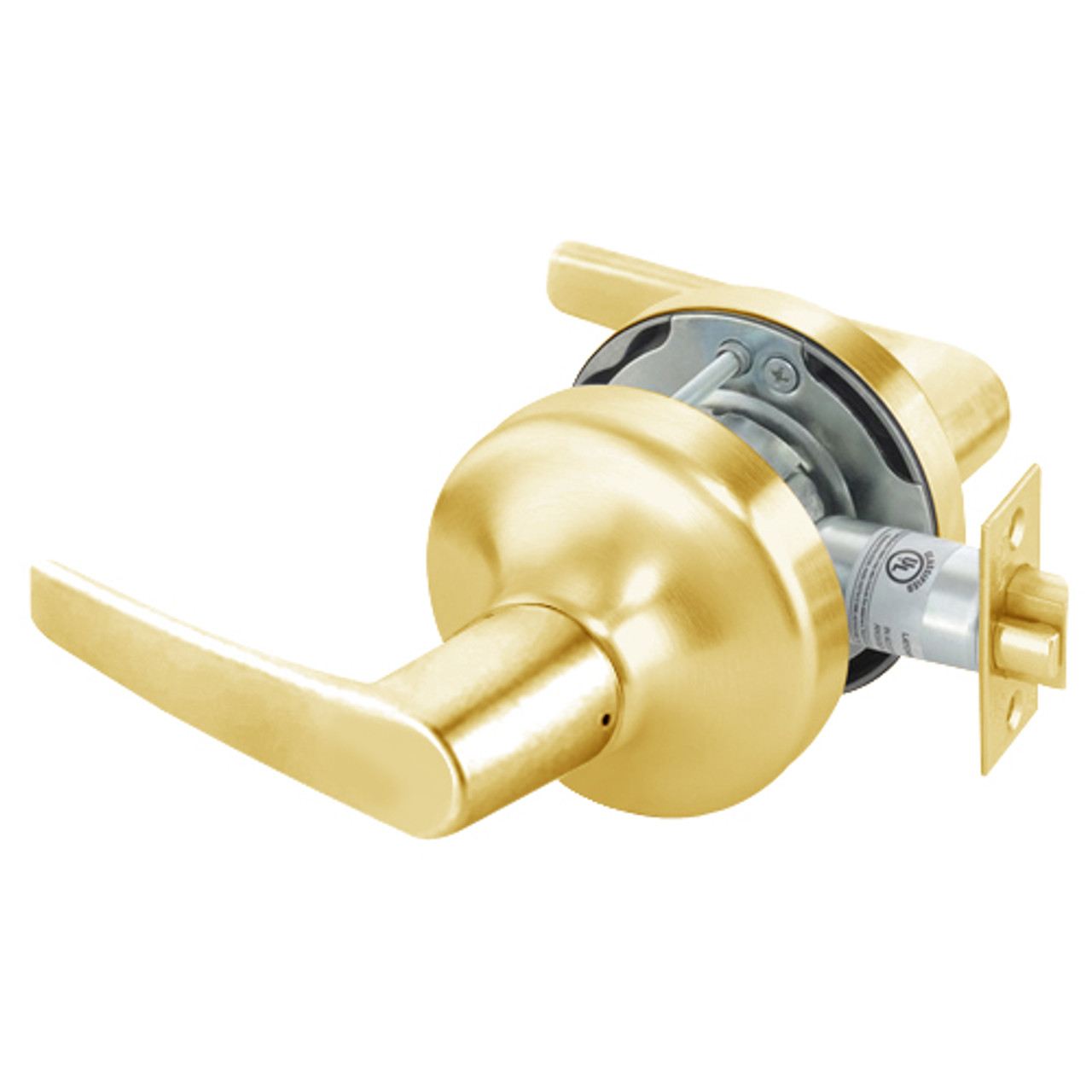 MO4703LN-605 Yale 4700LN Series Non Keyed Patio or Privacy Cylindrical Lock with Monroe Lever in Bright Brass