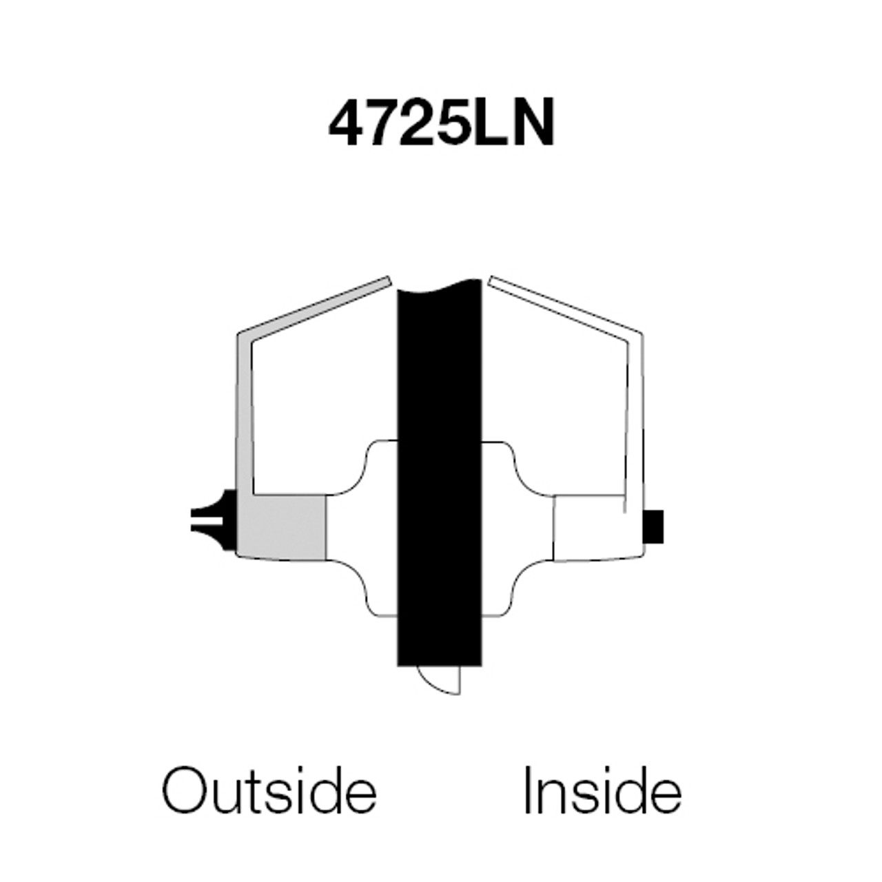 MO4725LN-605 Yale 4700LN Series Non Keyed Privacy Cylindrical Lock with Monroe Lever in Bright Brass