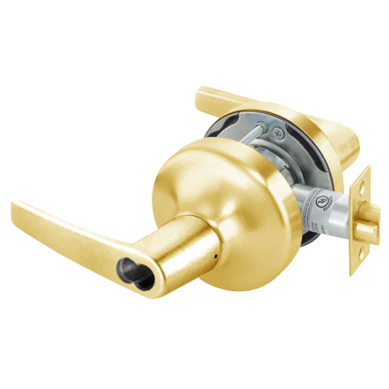 B-MO4708LN-605 Yale 4700LN Series Single Cylinder Classroom Cylindrical Lock with Monroe Lever Prepped for SFIC in Bright Brass