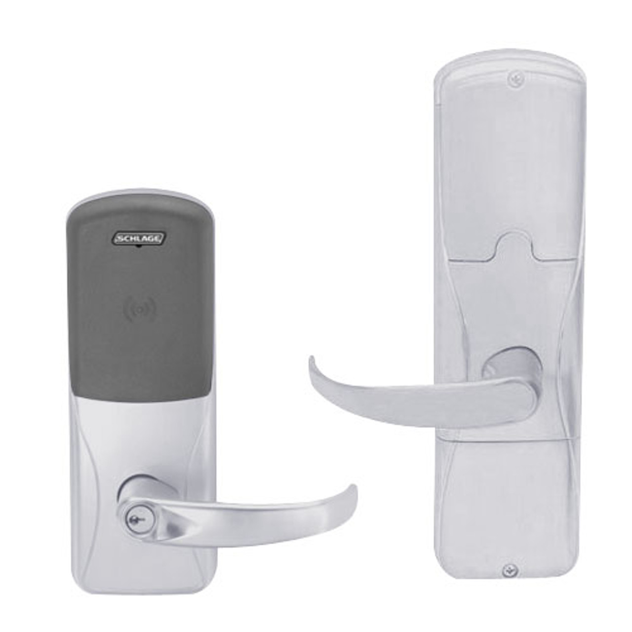 AD200-MS-40-MT-SPA-PD-626 Schlage Privacy Mortise Multi-Technology Lock with Sparta Lever in Satin Chrome