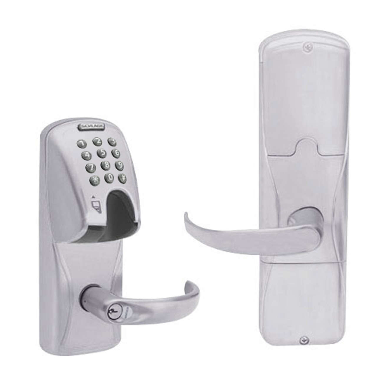 AD200-MD-40-MGK-SPA-RD-626 Schlage Privacy Mortise Deadbolt Magnetic Stripe(Insert) Keypad Lock with Sparta Lever in Satin Chrome