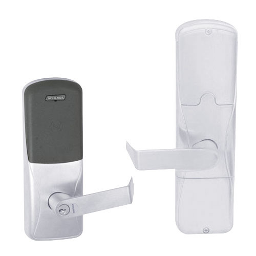 AD200-MD-40-MT-RHO-RD-625 Schlage Privacy Mortise Deadbolt Multi-Technology Lock with Rhodes Lever in Bright Chrome