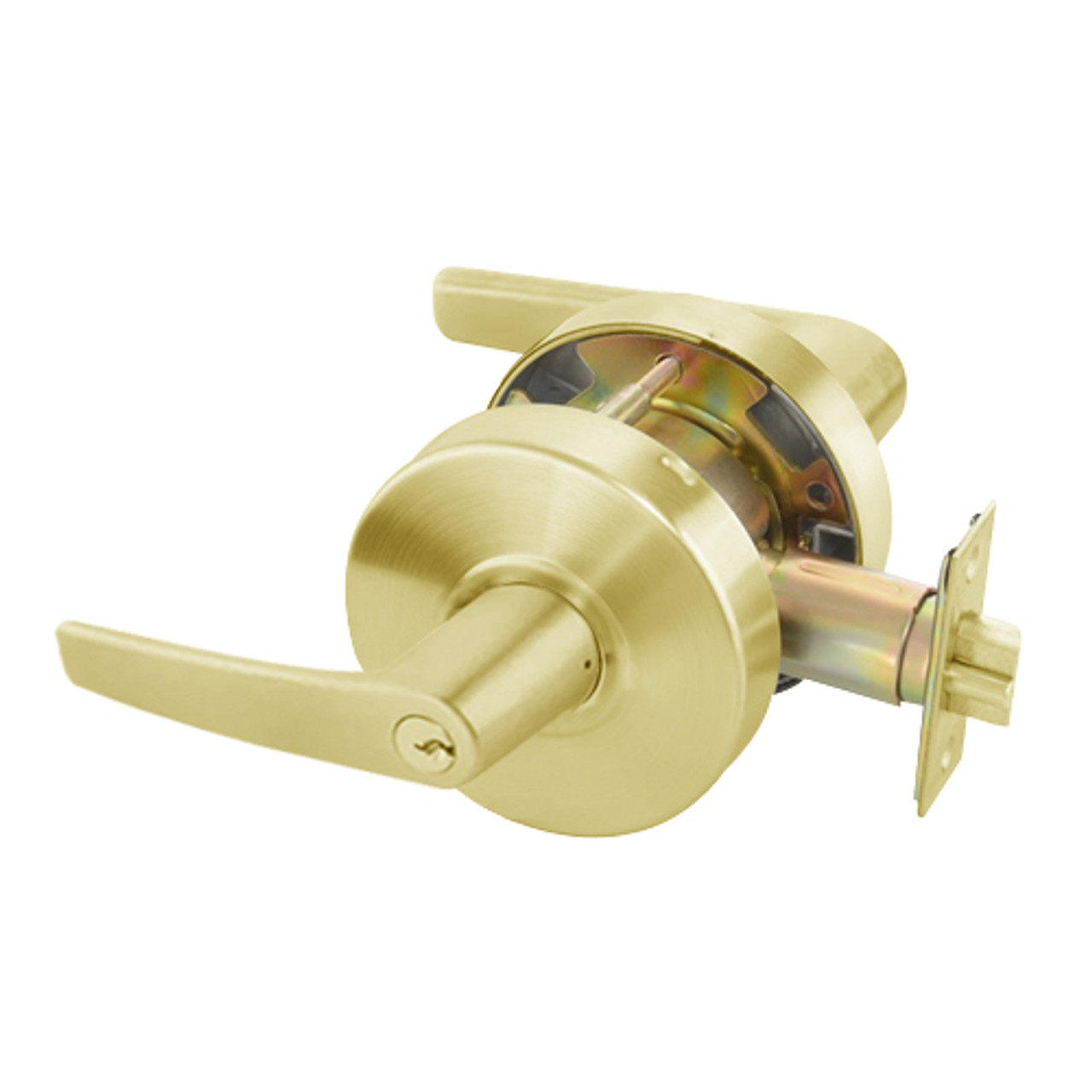 MO4604LN-605 Yale 4600LN Series Single Cylinder Entry Cylindrical Lock with Monroe Lever in Bright Brass