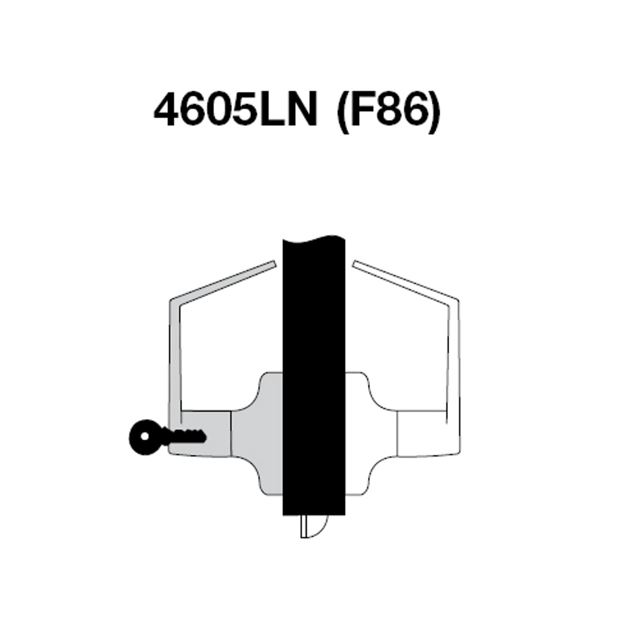 MO4605LN-626 Yale 4600LN Series Single Cylinder Storeroom or Closet Cylindrical Lock with Monroe Lever in Satin Chrome