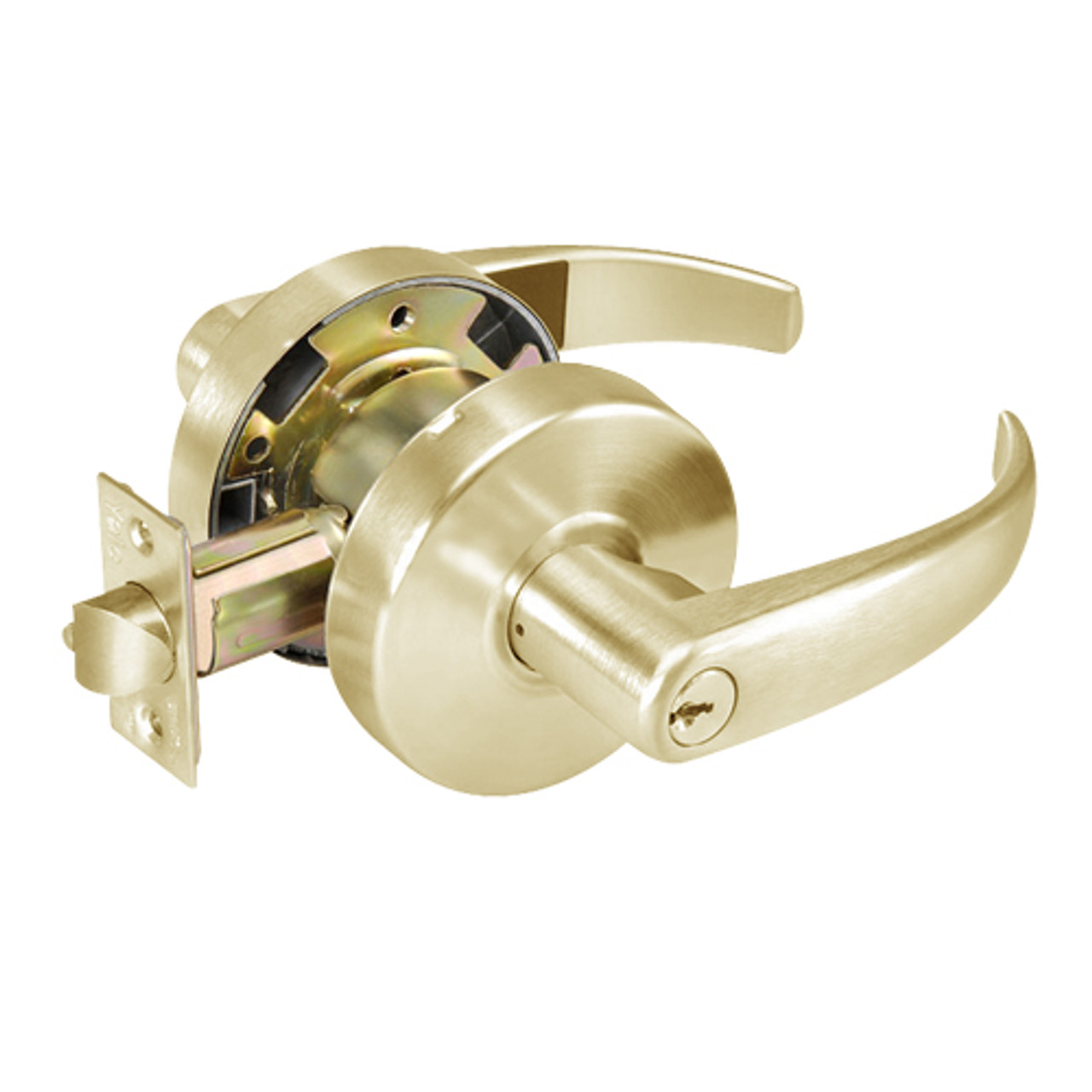 PB4607LN-606 Yale 4600LN Series Single Cylinder Entry Cylindrical Lock with Pacific Beach Lever in Satin Brass