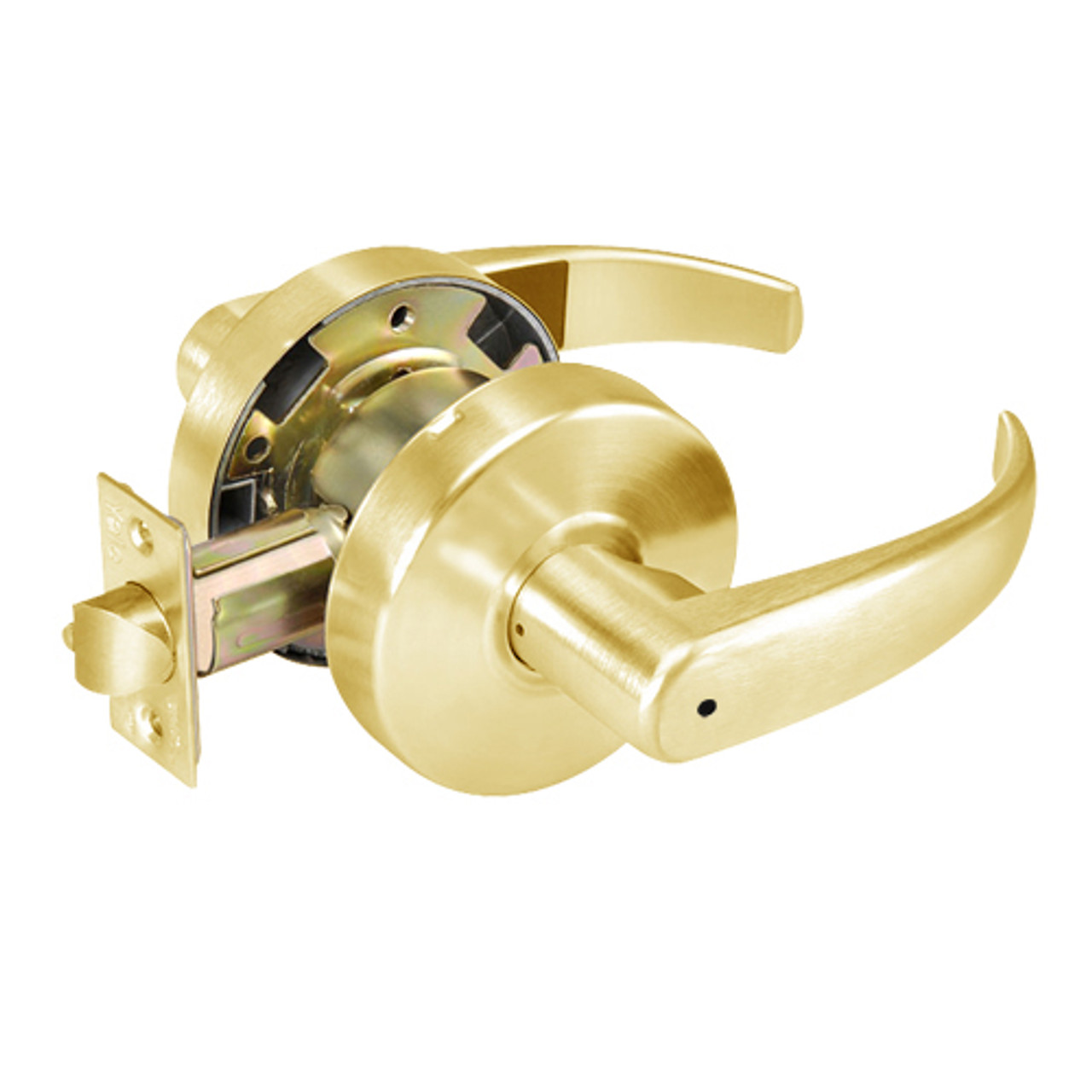 PB4602LN-605 Yale 4600LN Series Non Keyed Privacy Bedroom or Bath Cylindrical Lock with Pacific Beach Lever in Bright Brass
