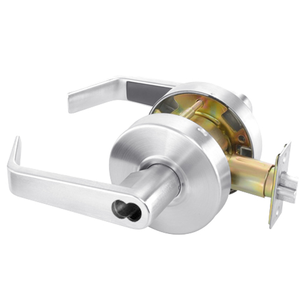 B-AU4605LN-625 Yale 4600LN Series Single Cylinder Storeroom or Closet Cylindrical Lock with Augusta Lever Prepped for SFIC in Bright Chrome