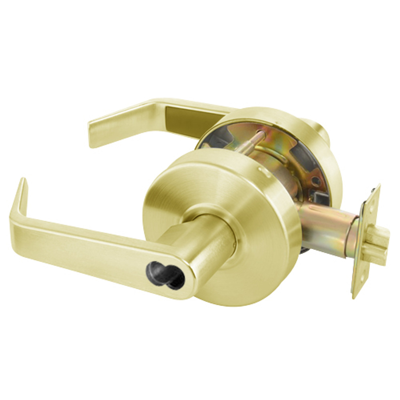 B-AU4607LN-605 Yale 4600LN Series Single Cylinder Entry Cylindrical Lock with Augusta Lever Prepped for SFIC in Bright Brass