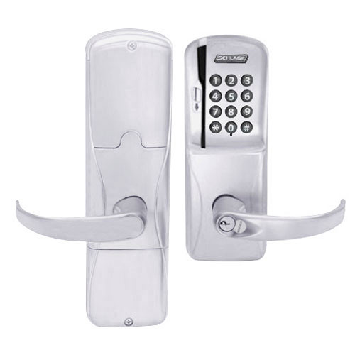 AD200-MD-60-MSK-SPA-RD-626 Schlage Apartment Mortise Deadbolt Magnetic Stripe Keypad Lock with Sparta Lever in Satin Chrome
